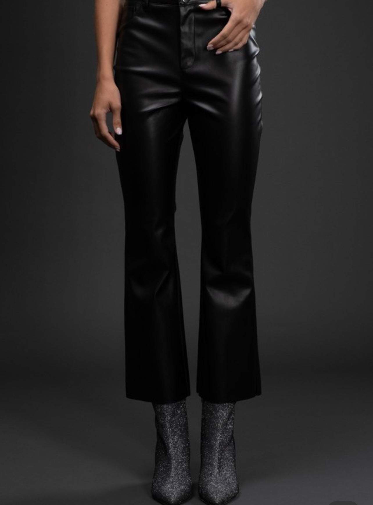 Hi Waist Faux Leather Pant