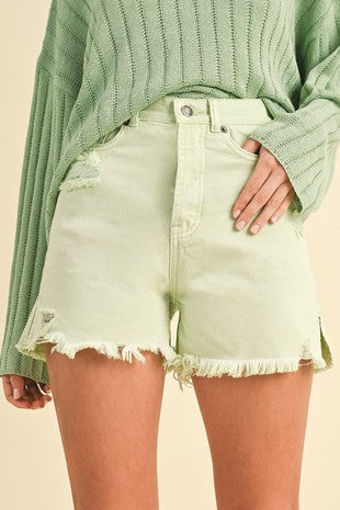 High Rise Distressed Denim Short