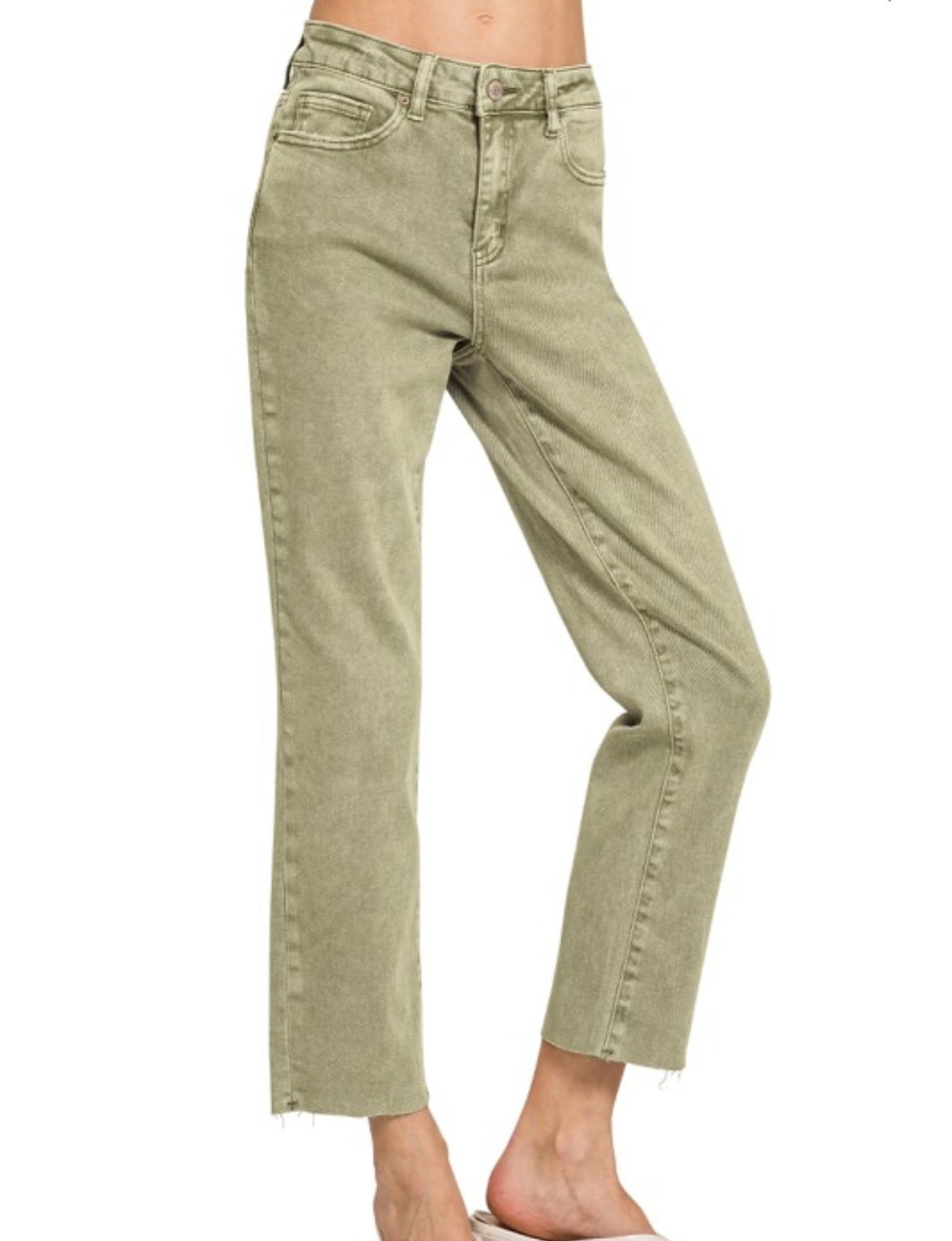 High Waist Straight Cropped Jean