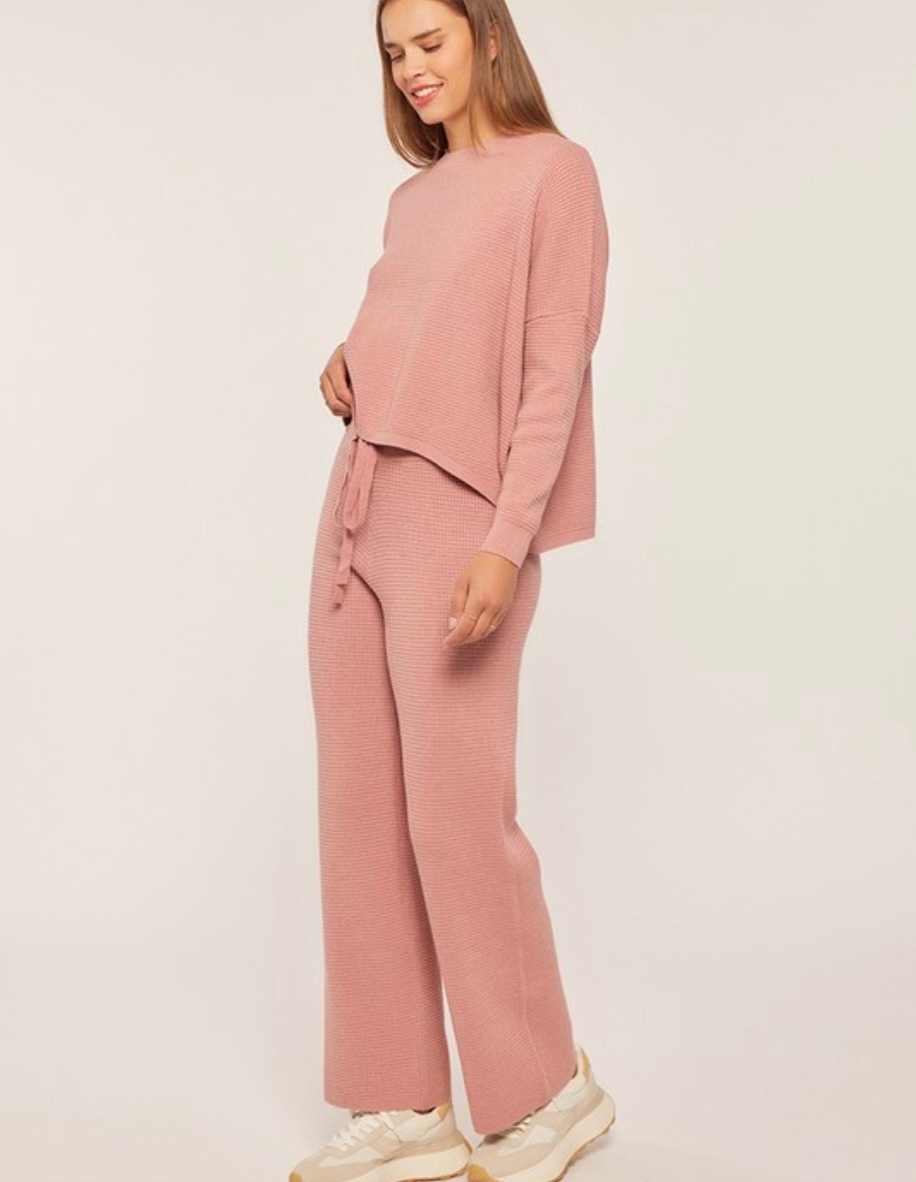 Waffle Textured Sweater Pants