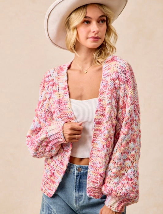 Multi Color Open Front Cardigan