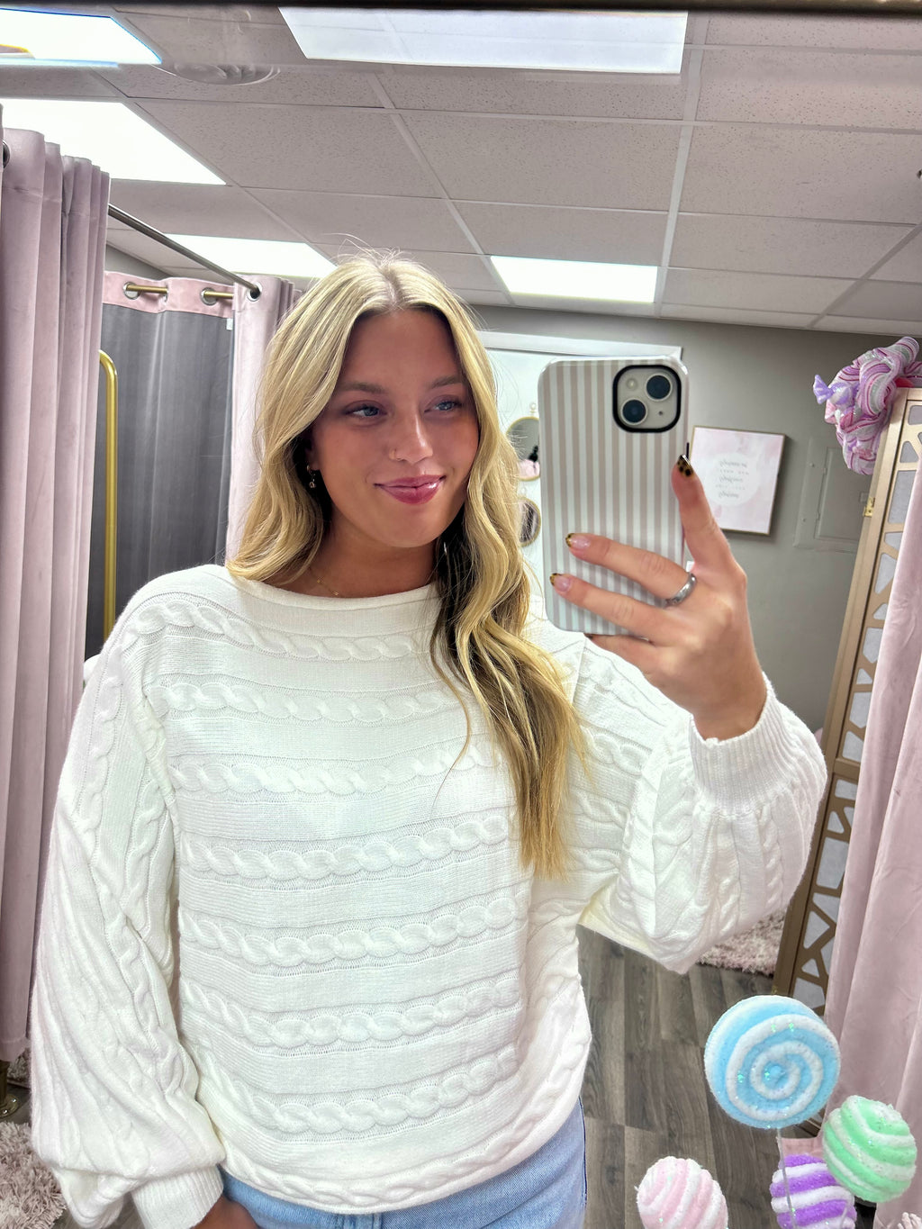 Cable Knit Dolman Sleeve Sweater