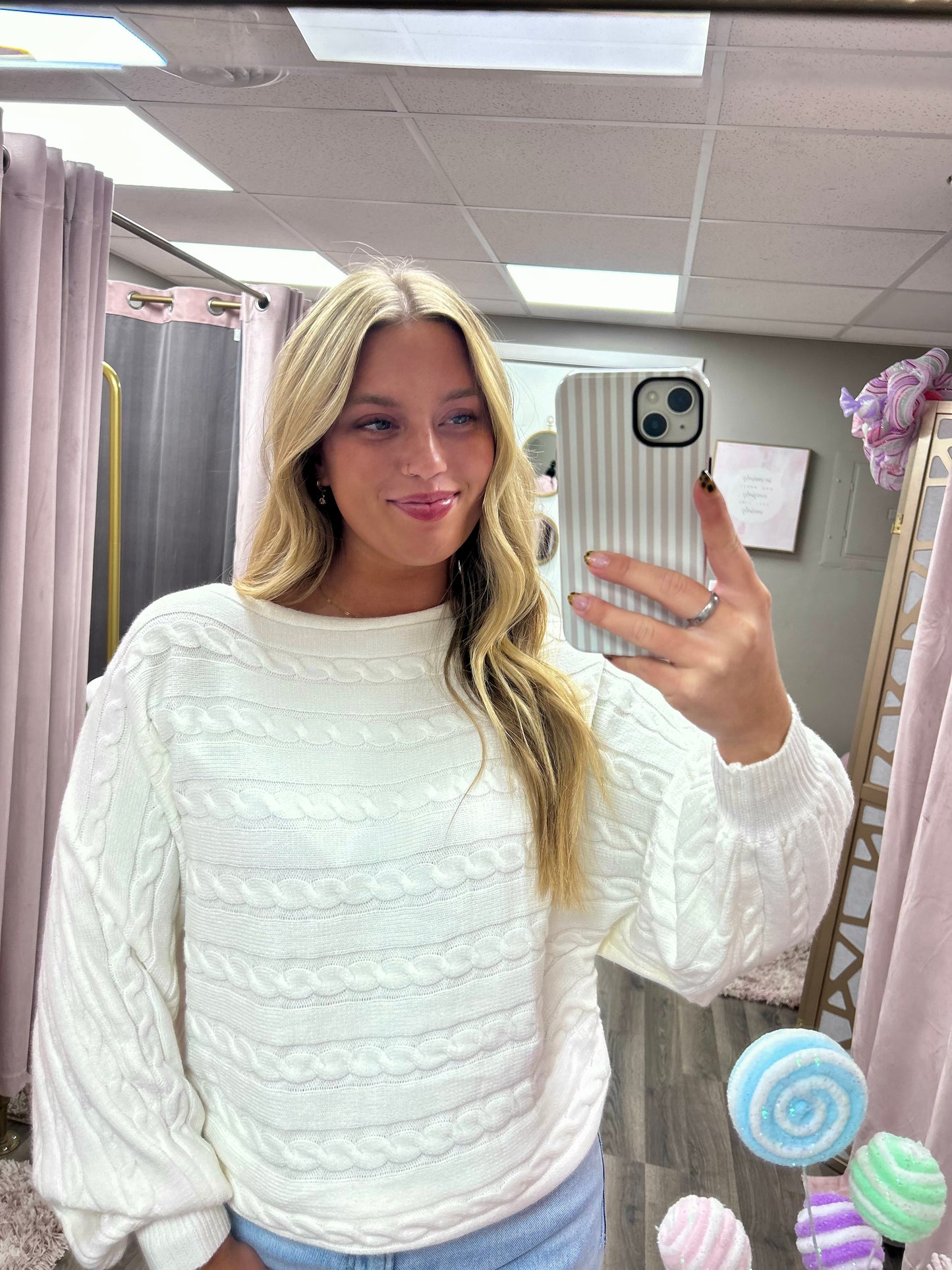 Cable Knit Dolman Sleeve Sweater