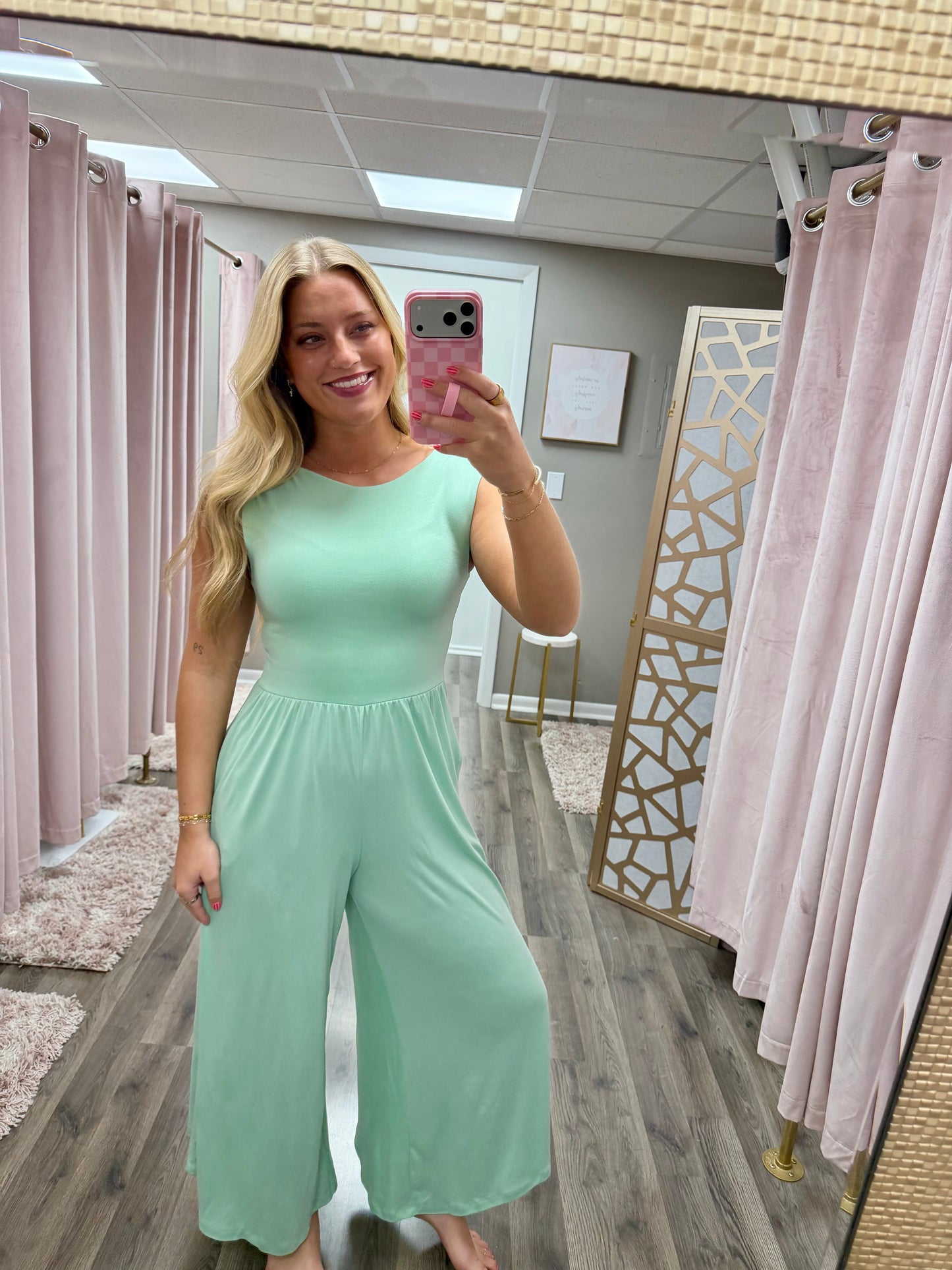 Round Neck Sleeveless Open Back Jumpsuit