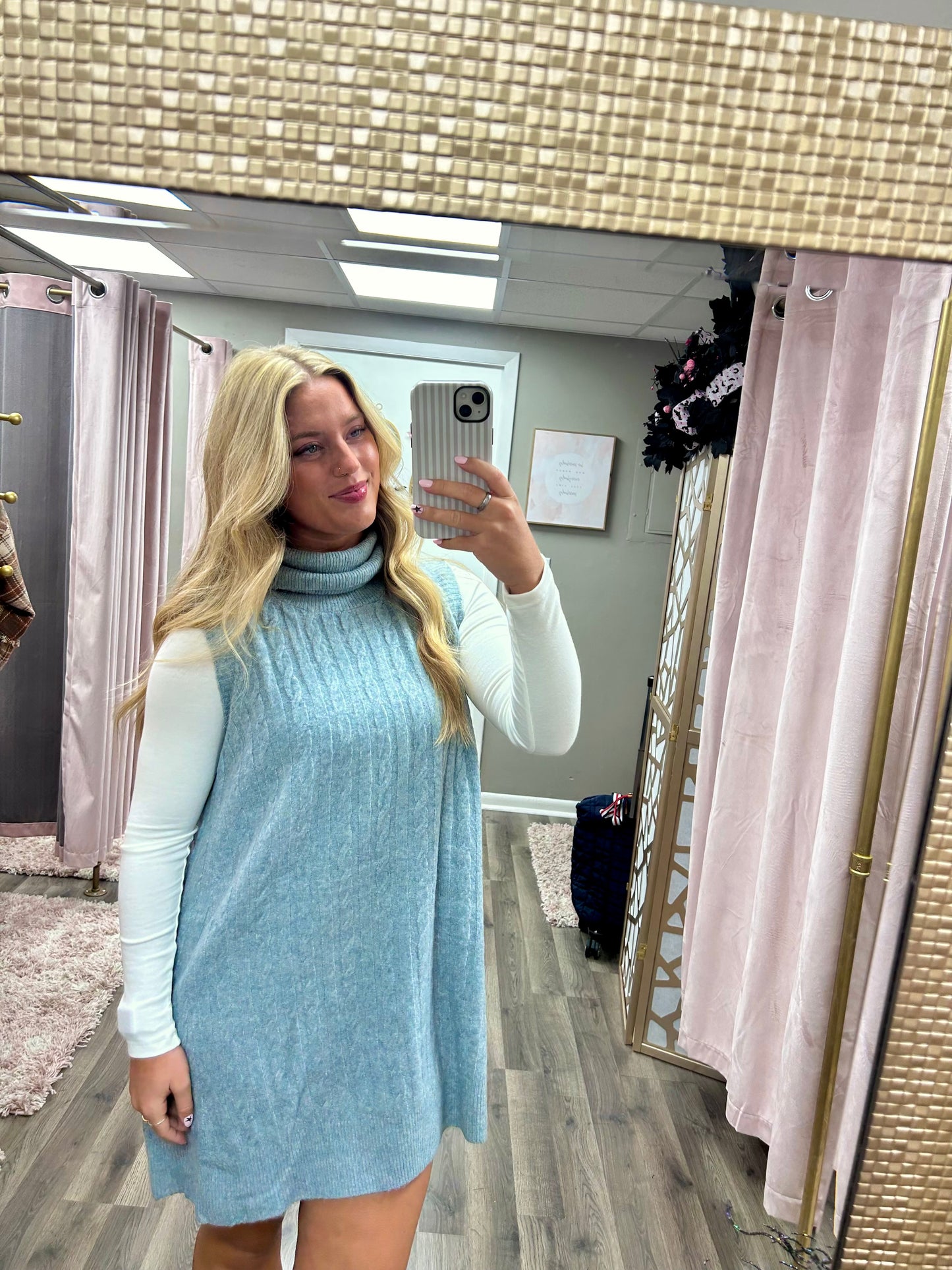 Cable Knit Turtleneck Tunic