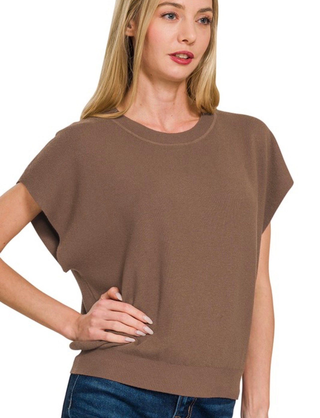 Round Neck Dolman Sleeve Top