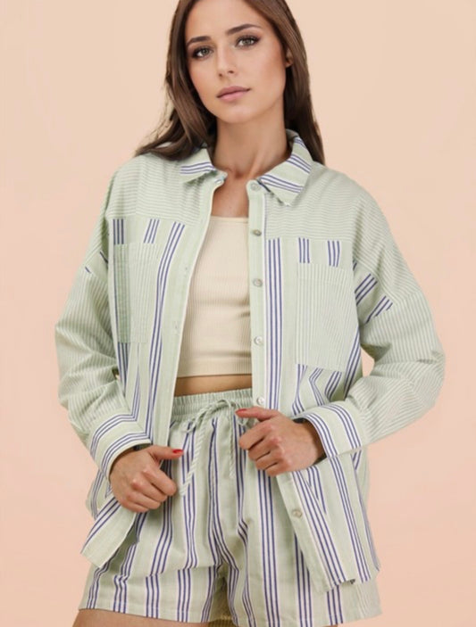 Stripe Woven Top & Short Set