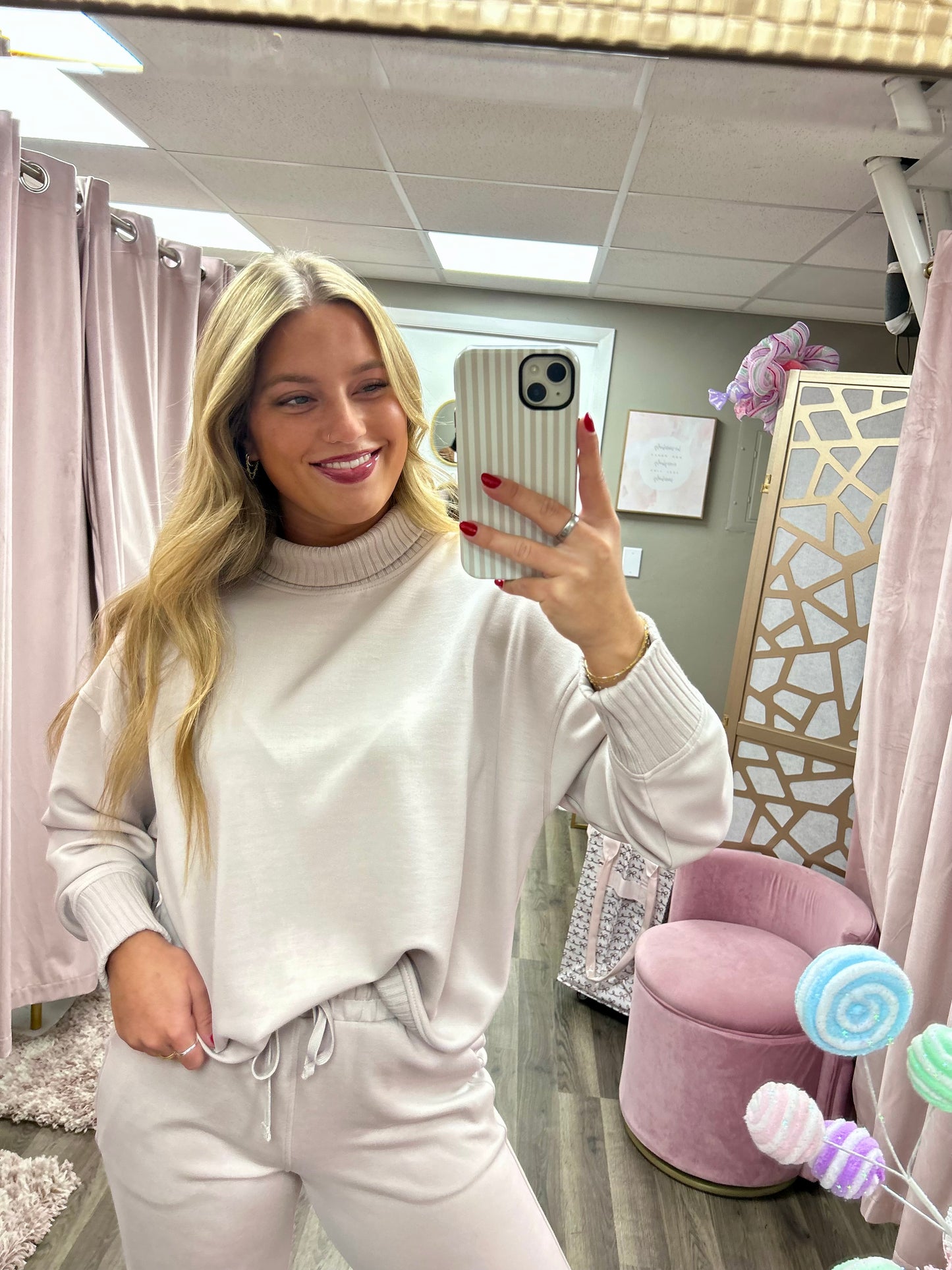 Poly Rib Mock Neck Pullover