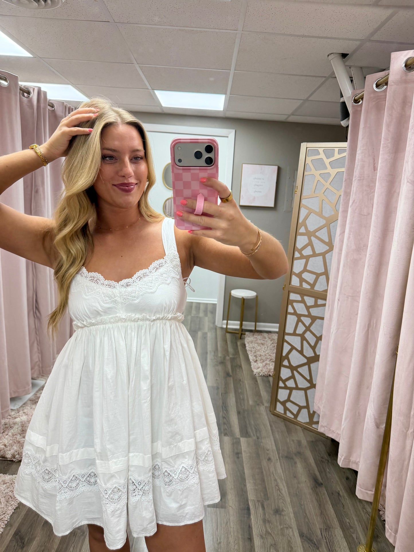 Lace Trim Line Mini Dress
