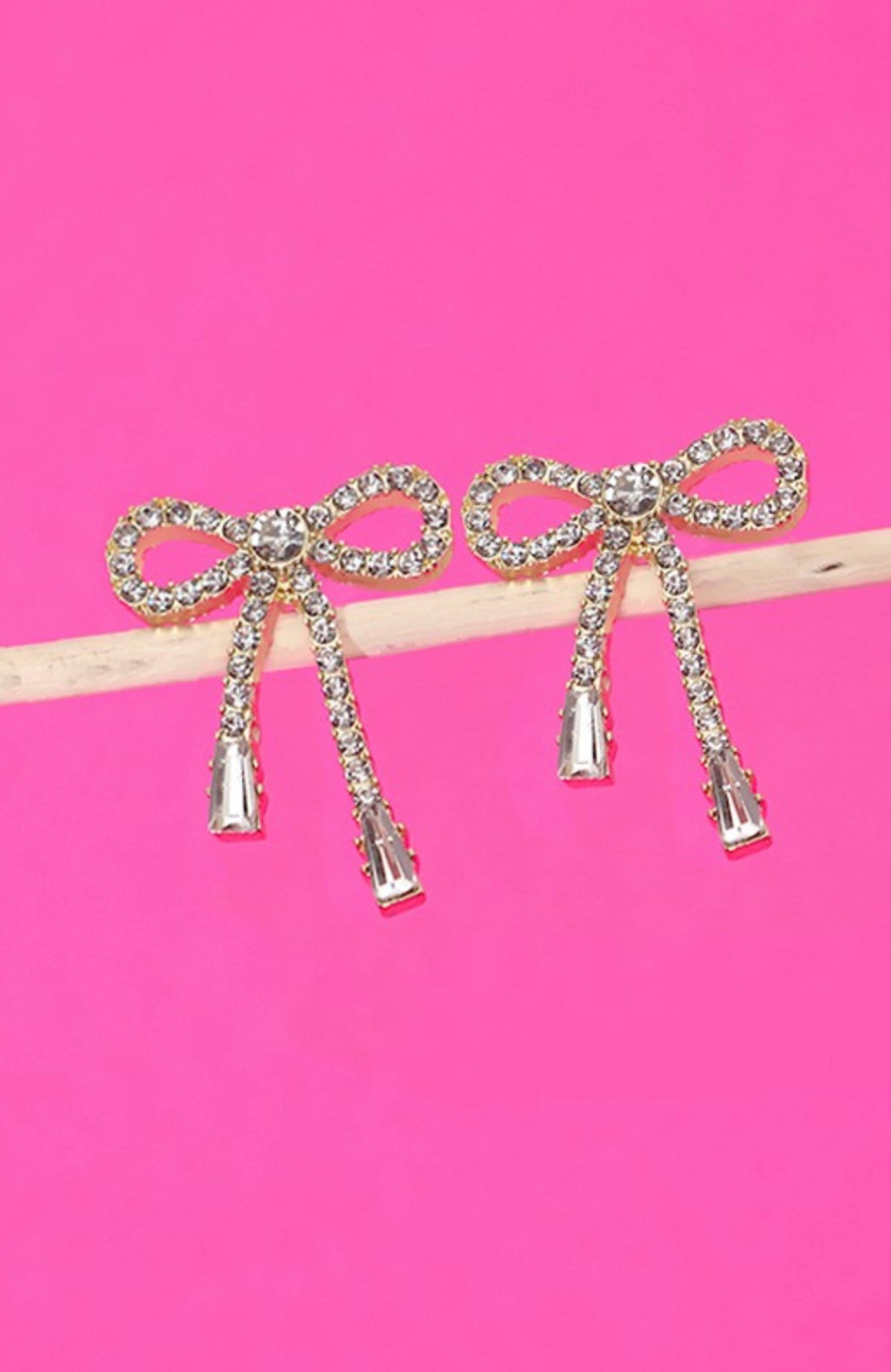 Rhinestone Bow Drop Earring