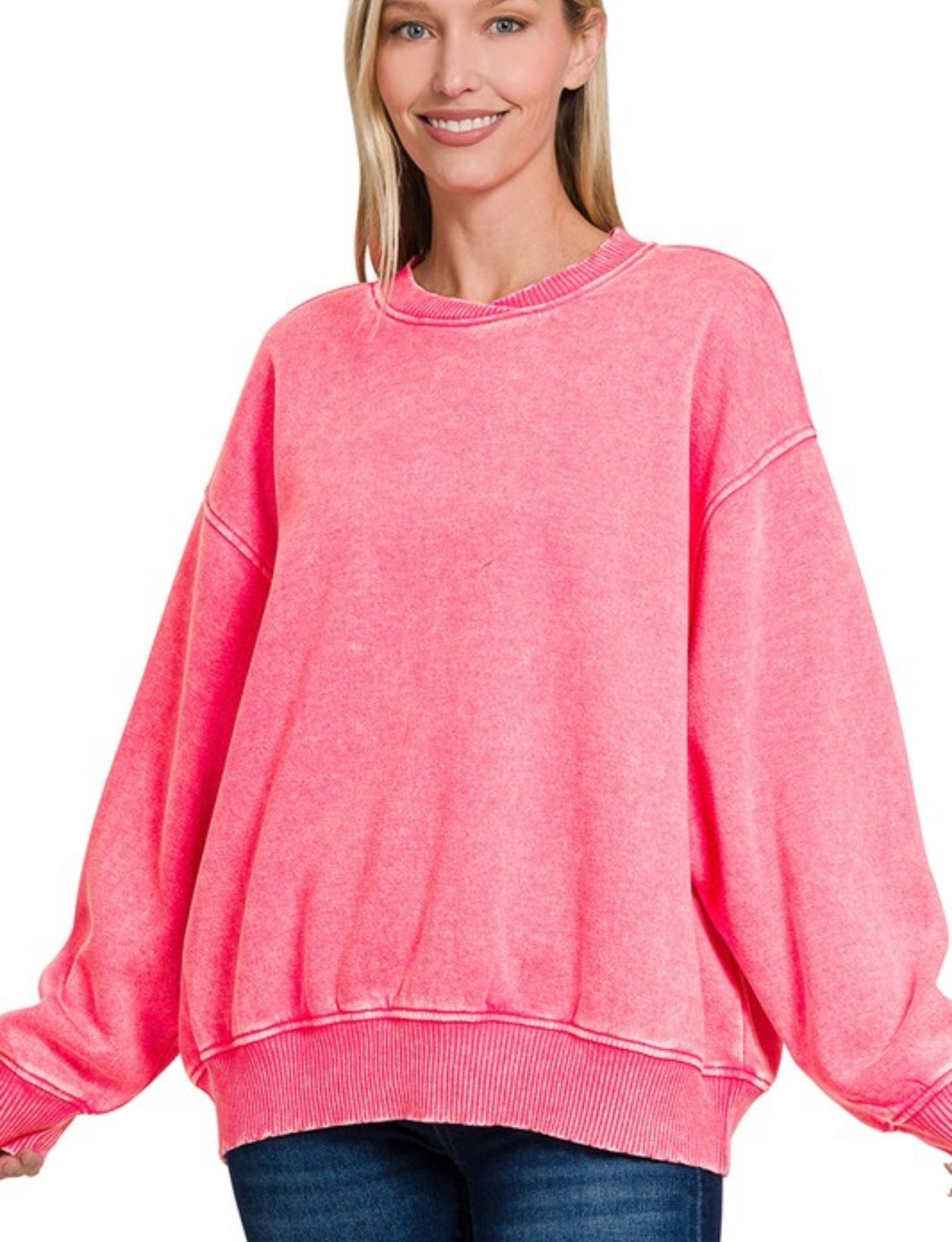 Acid Wash Oversized Crew