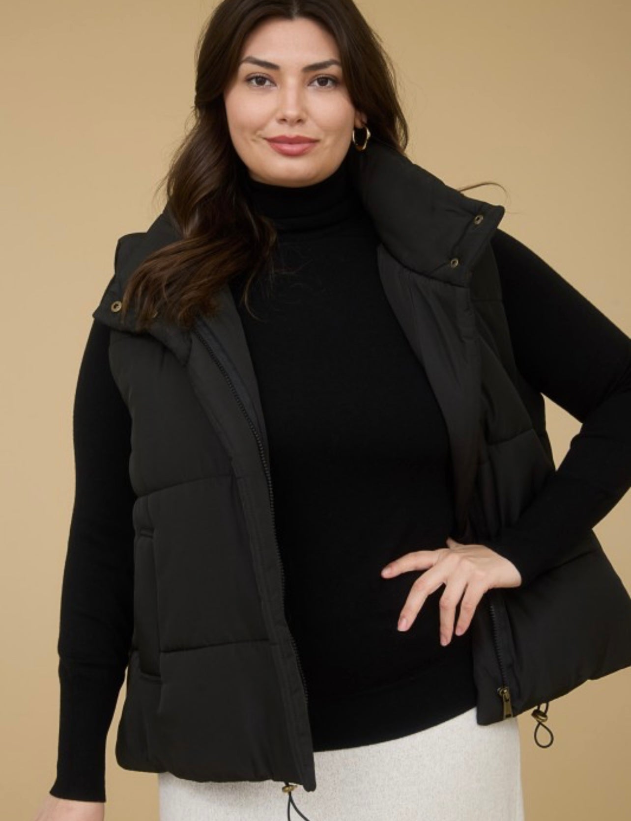 Solid Zip Up Puffer Vest