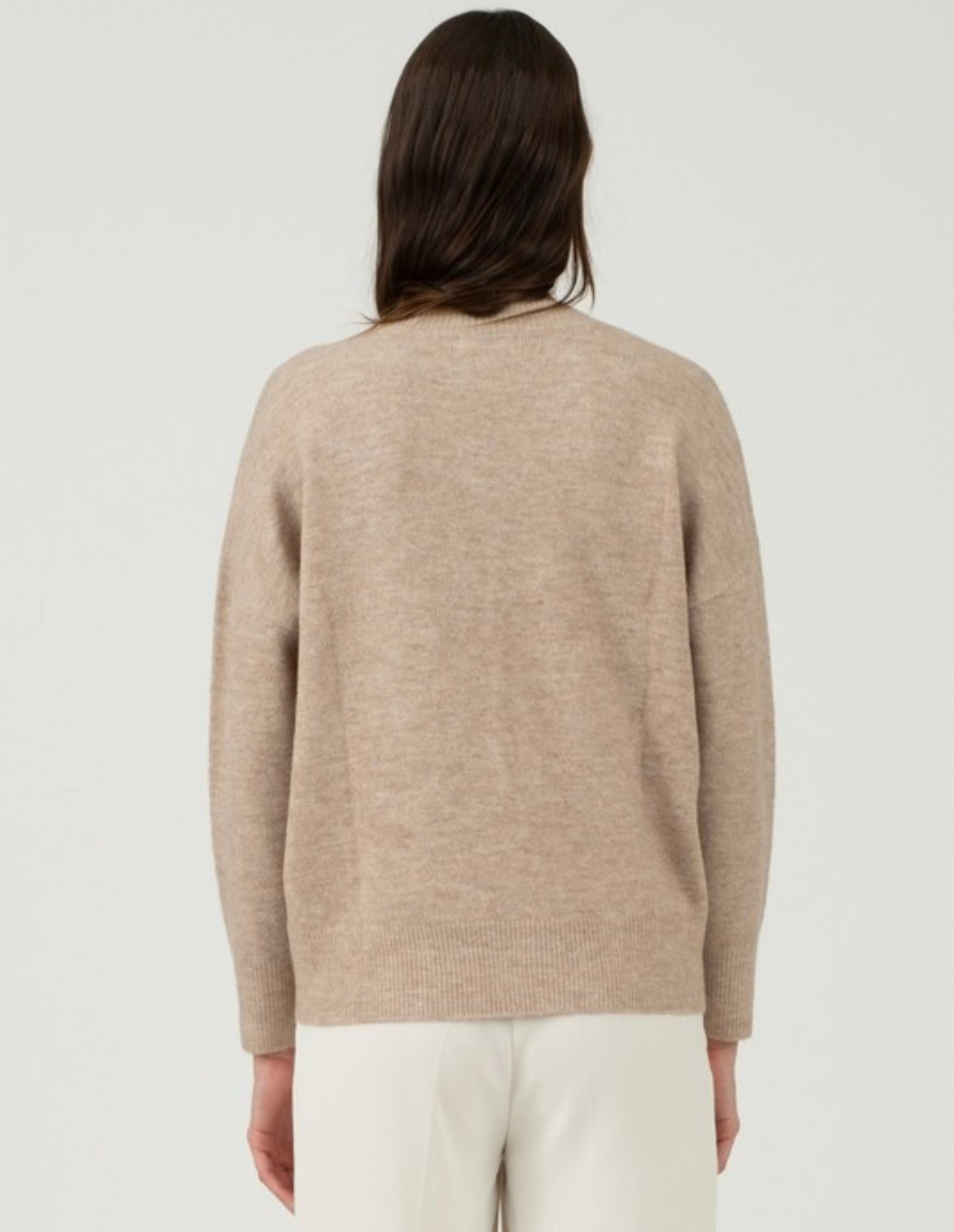 Solid V Neck Drop Shoulder Sweater