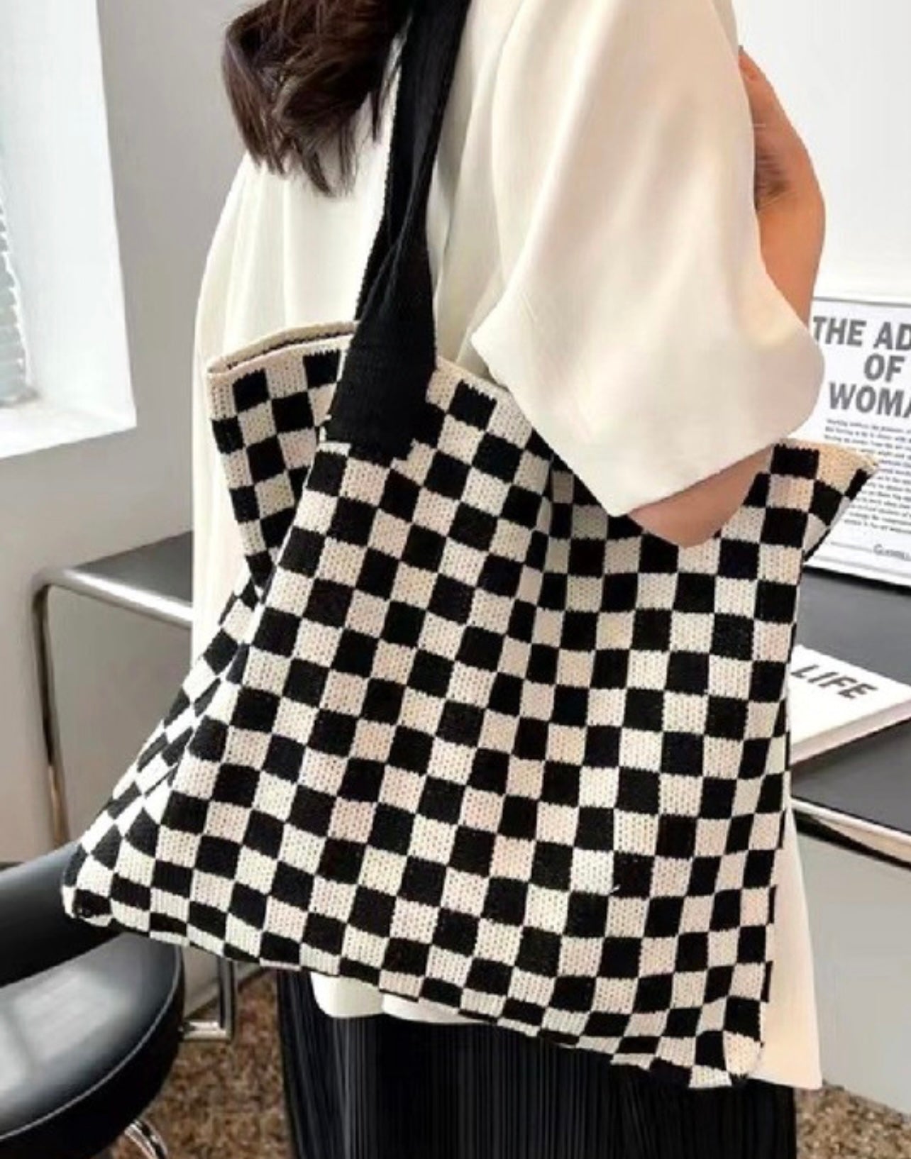 Checker Knit Bag