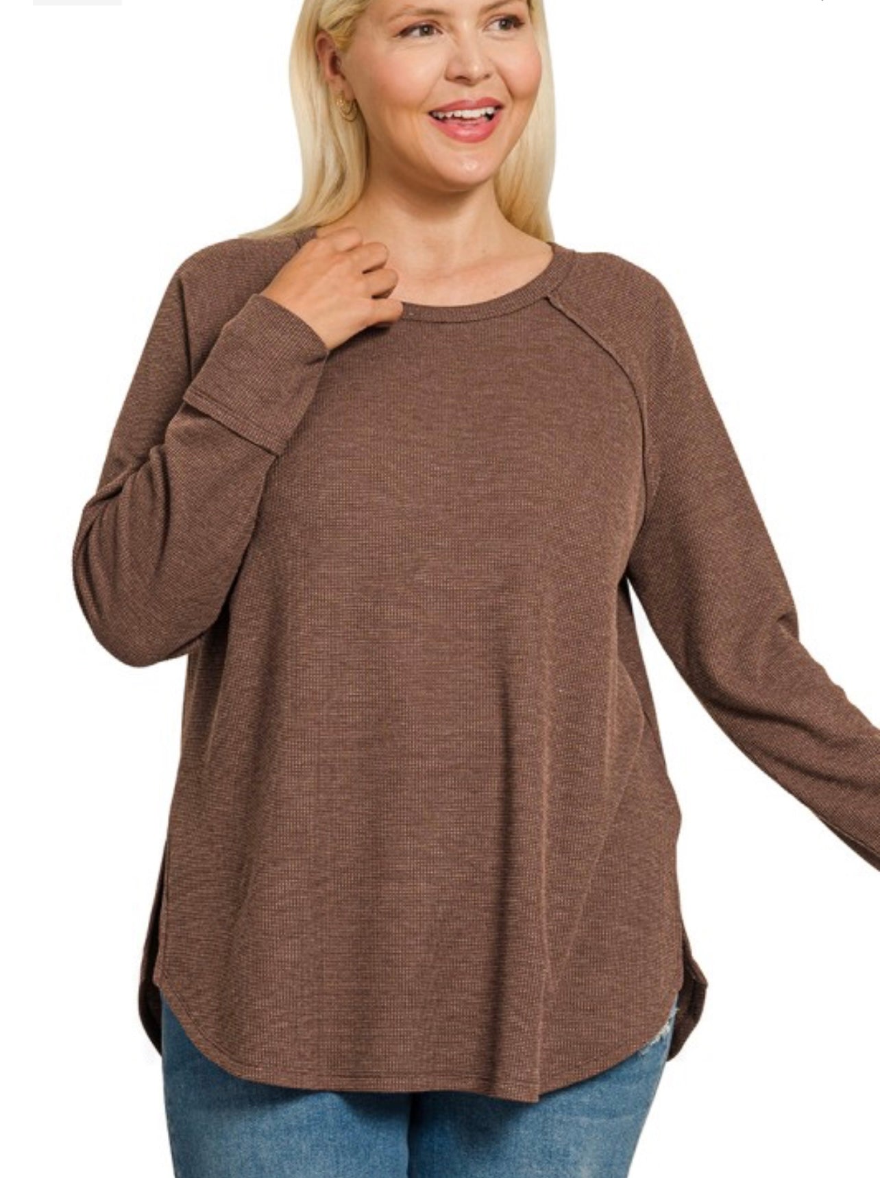 Plus Waffle Knit Long Sleeve