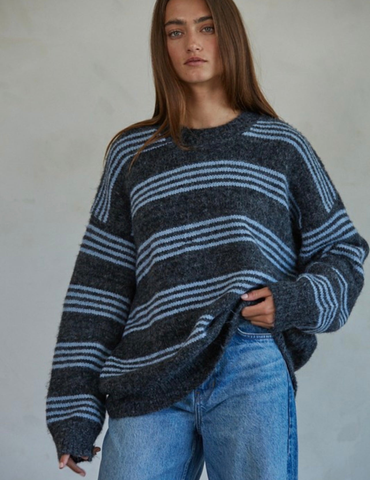 Pinstripe Oversized Sweater