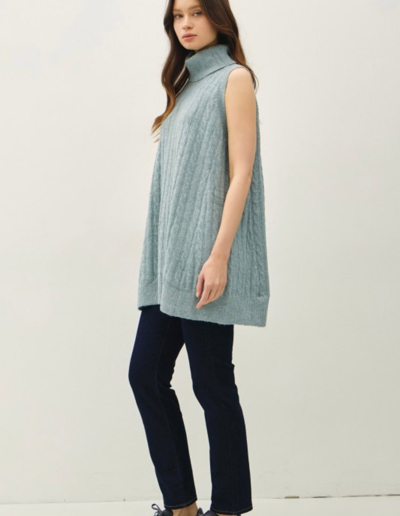 Cable Knit Turtleneck Tunic