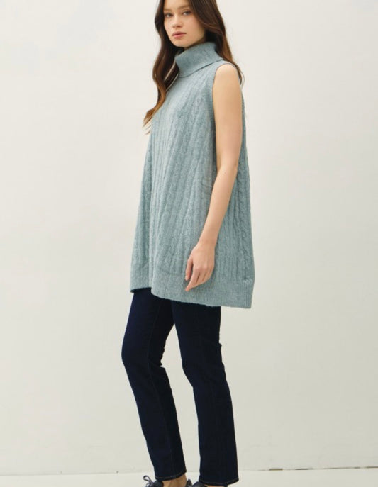 Cable Knit Turtleneck Tunic