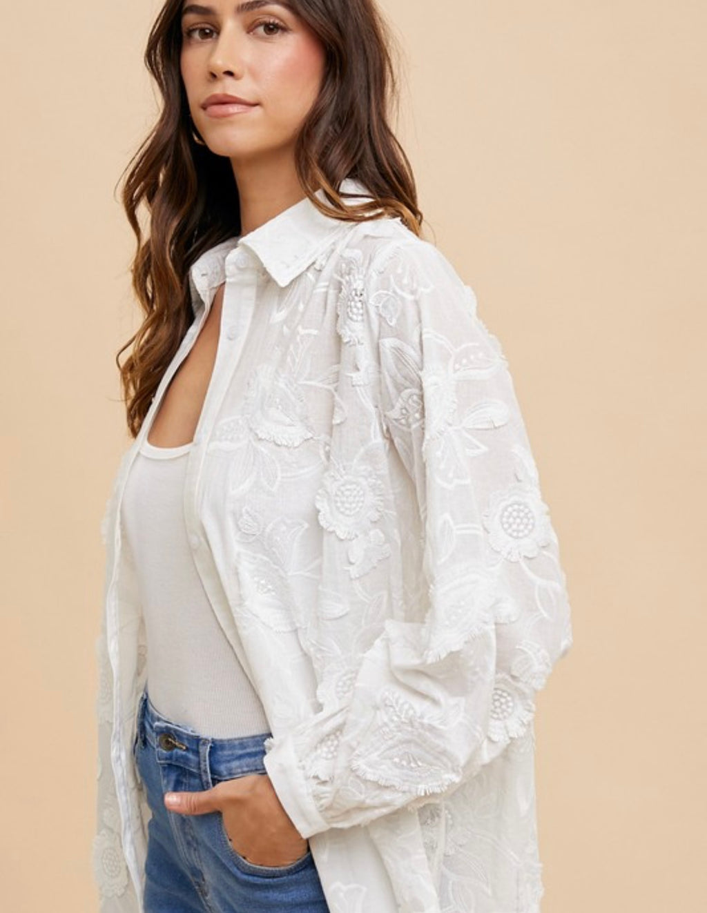 Flower Oversized Button Down Shirt