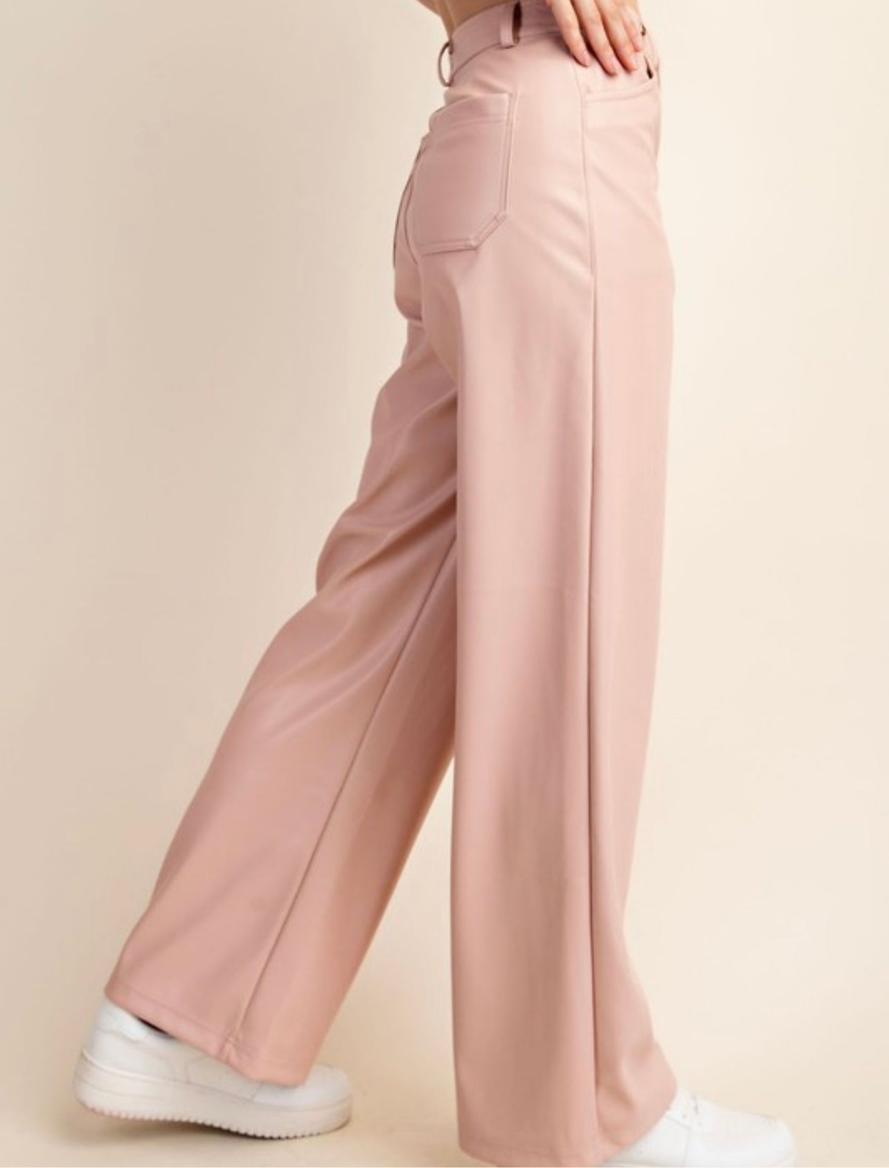 Pu Leather Straight Pant