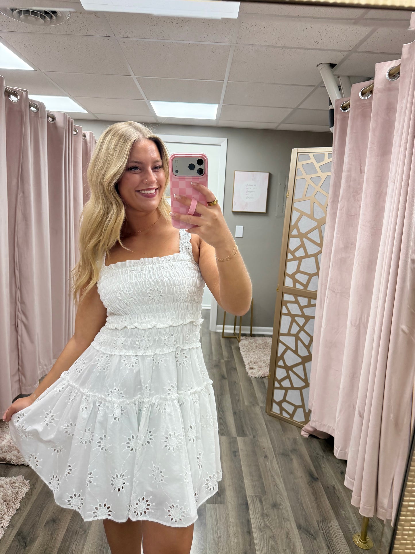 Cotton Eyelet Mini Dress