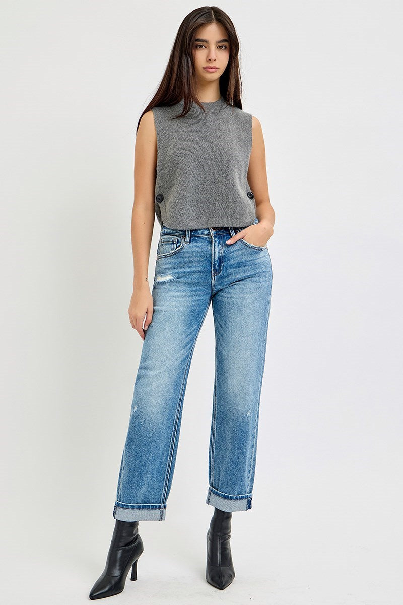 Risen High Rise Ankle Boyfriend Jean
