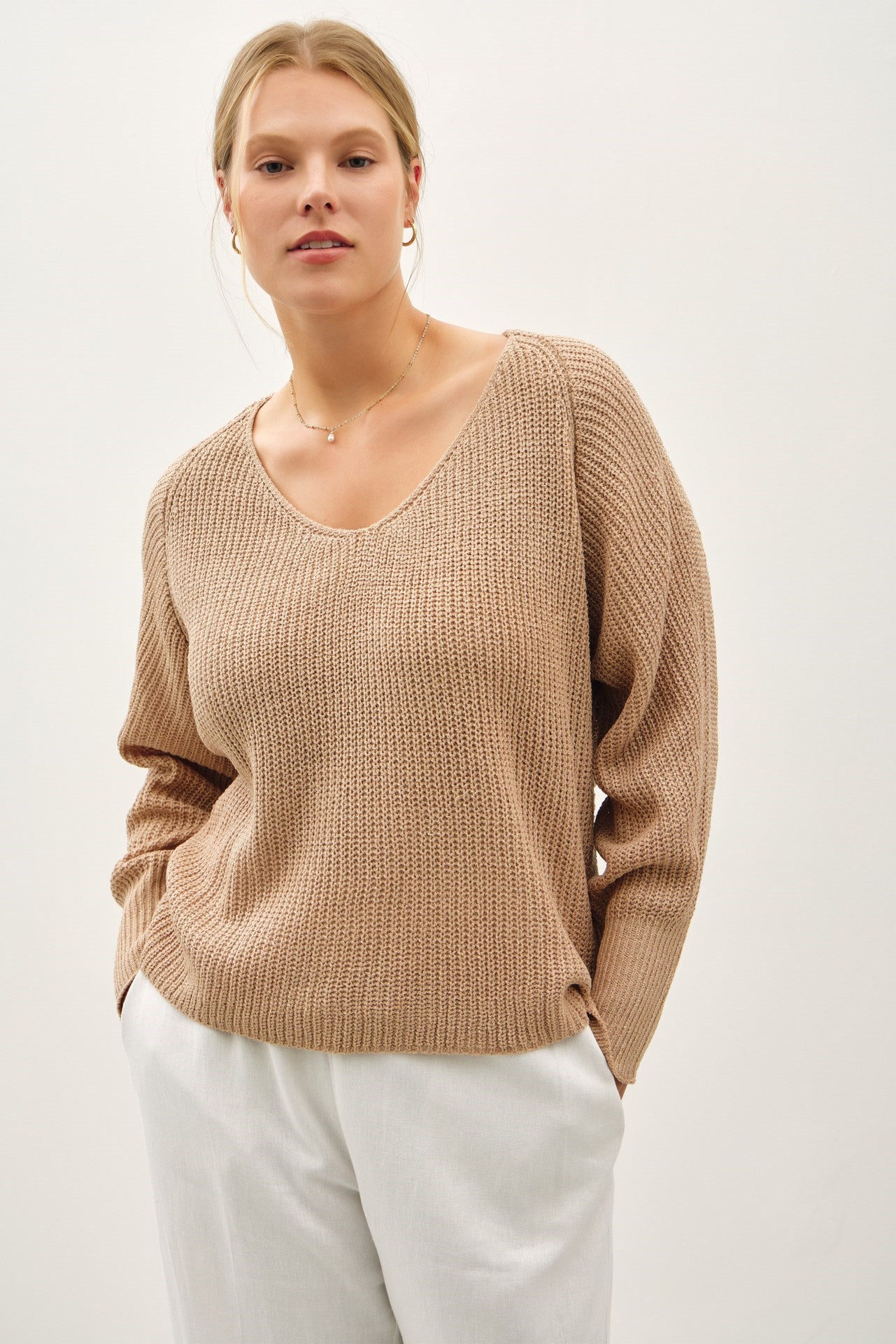 Ribbed V Neck Sweater