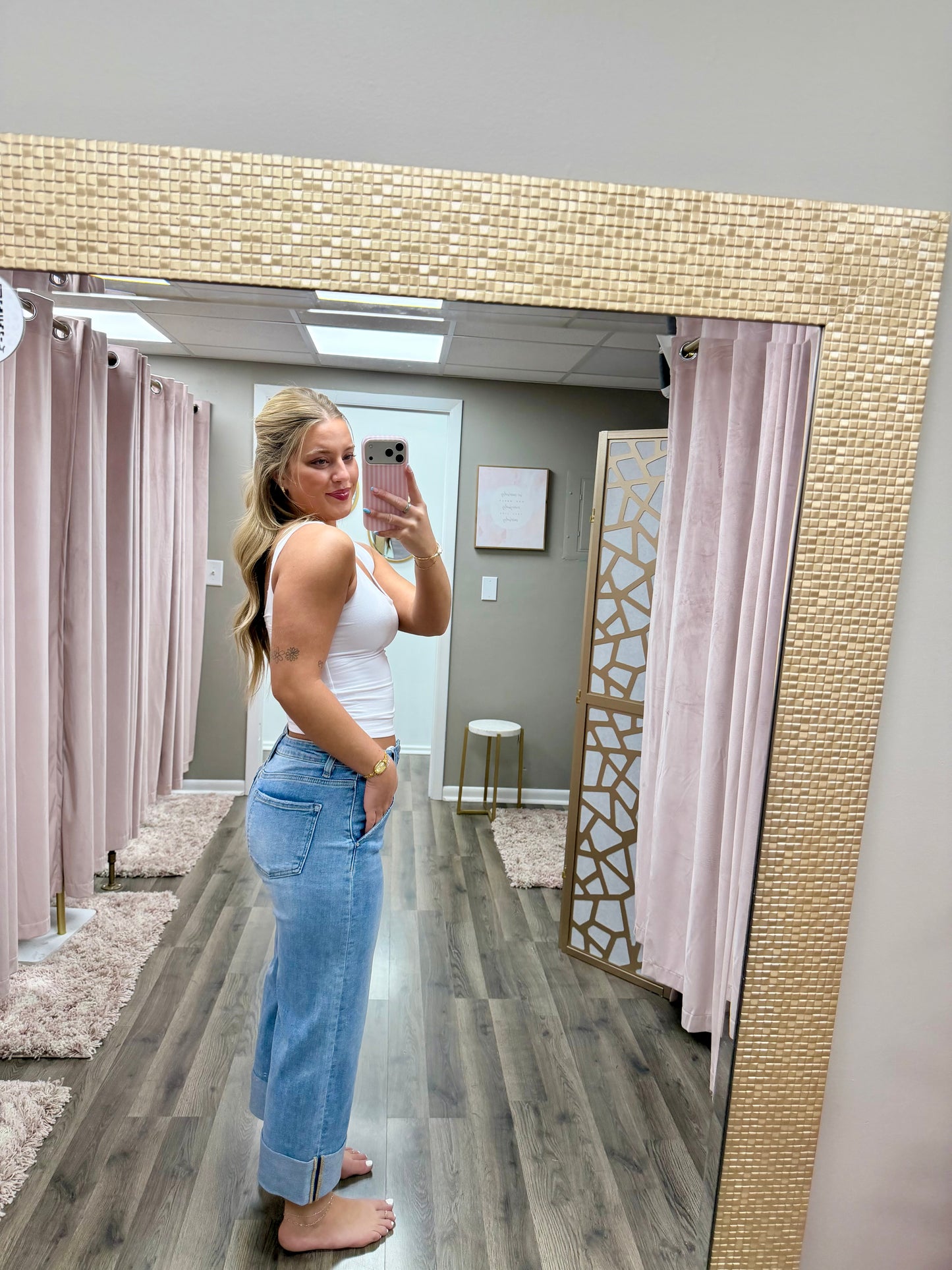 Risen Ankle Wide Cuffed Jean