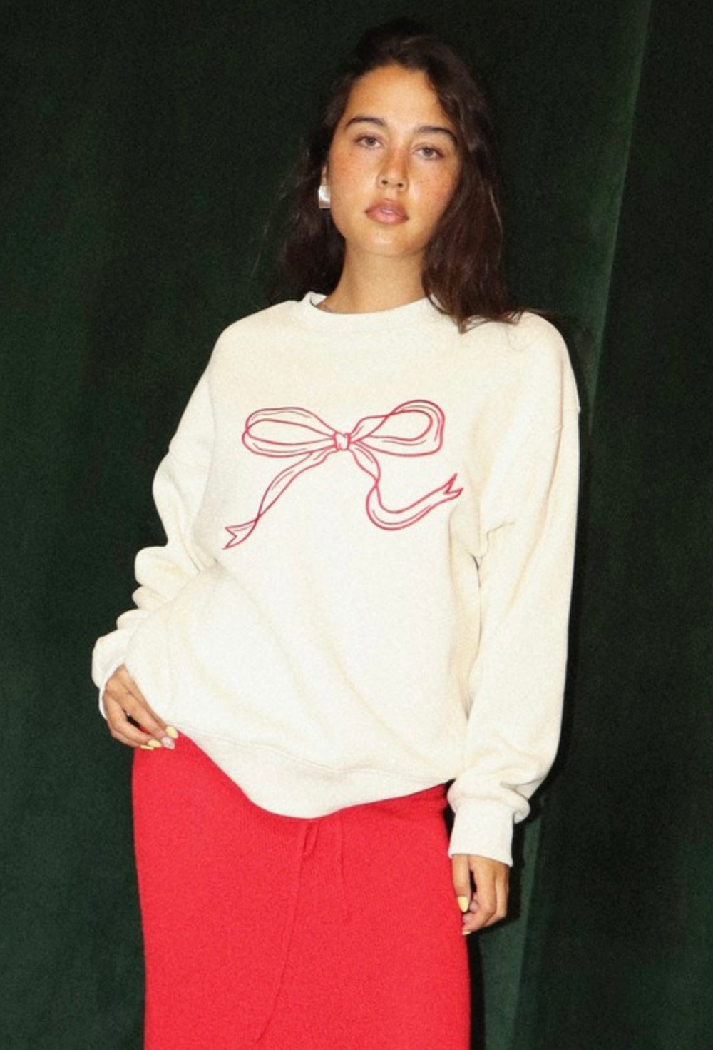 Embroidered Bow Crewneck