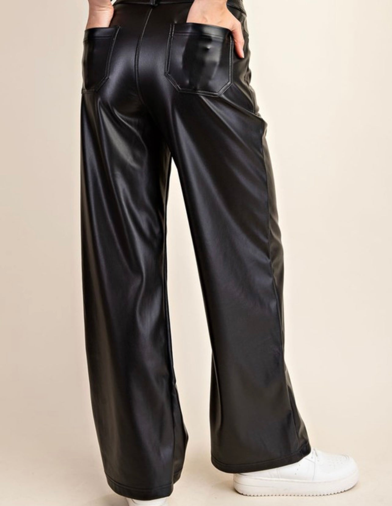 Pu Leather Straight Pant