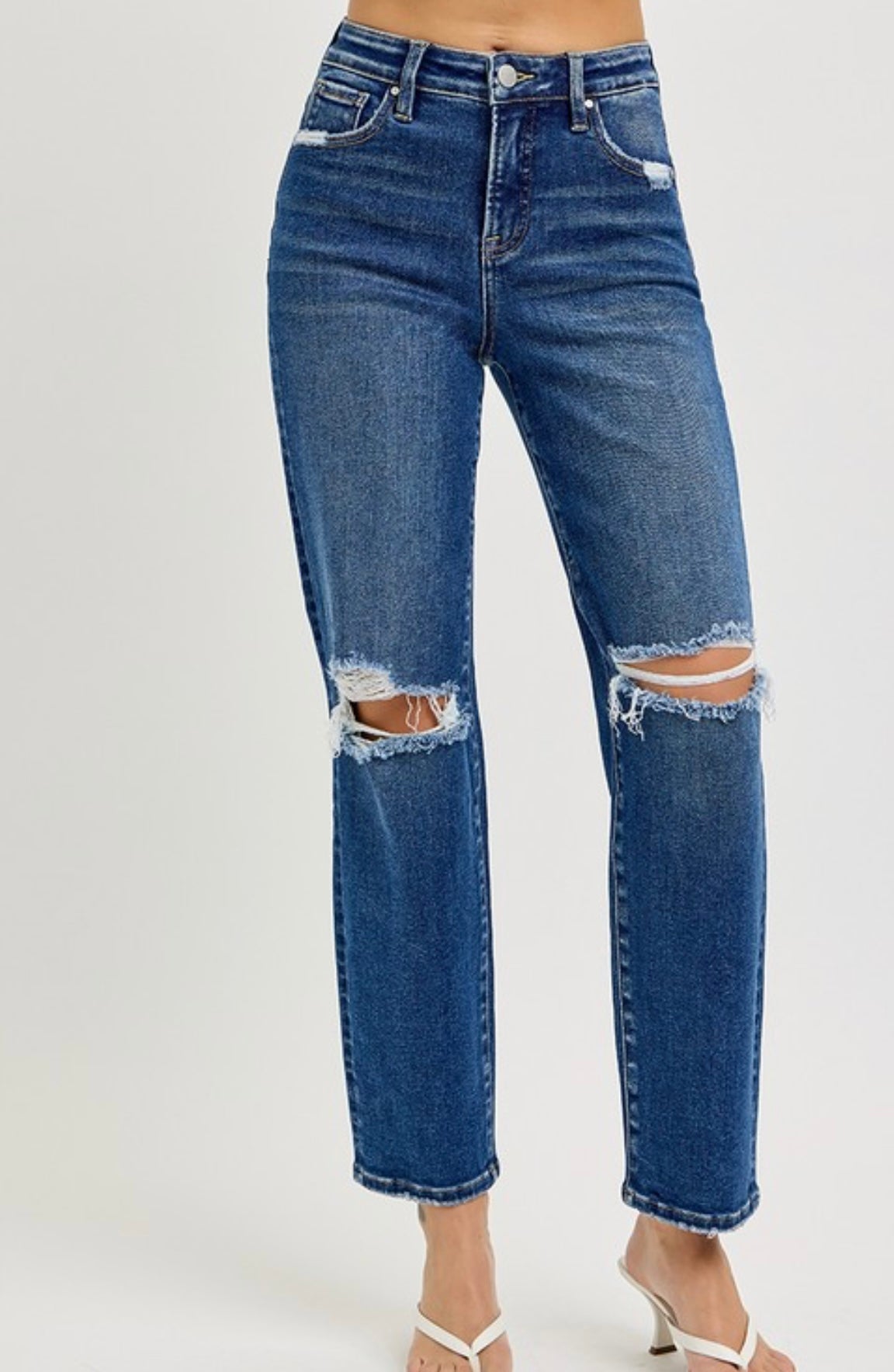 Risen Tummy Control Crop Girlfriend Jean
