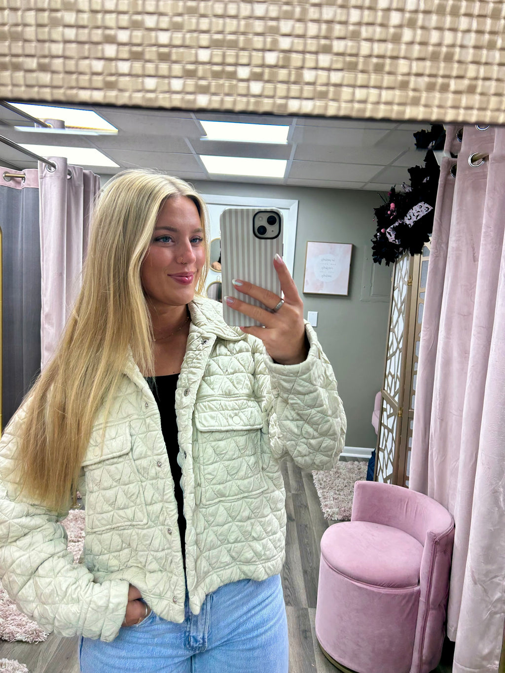 Quilted Collared Jacket W/ Pockets