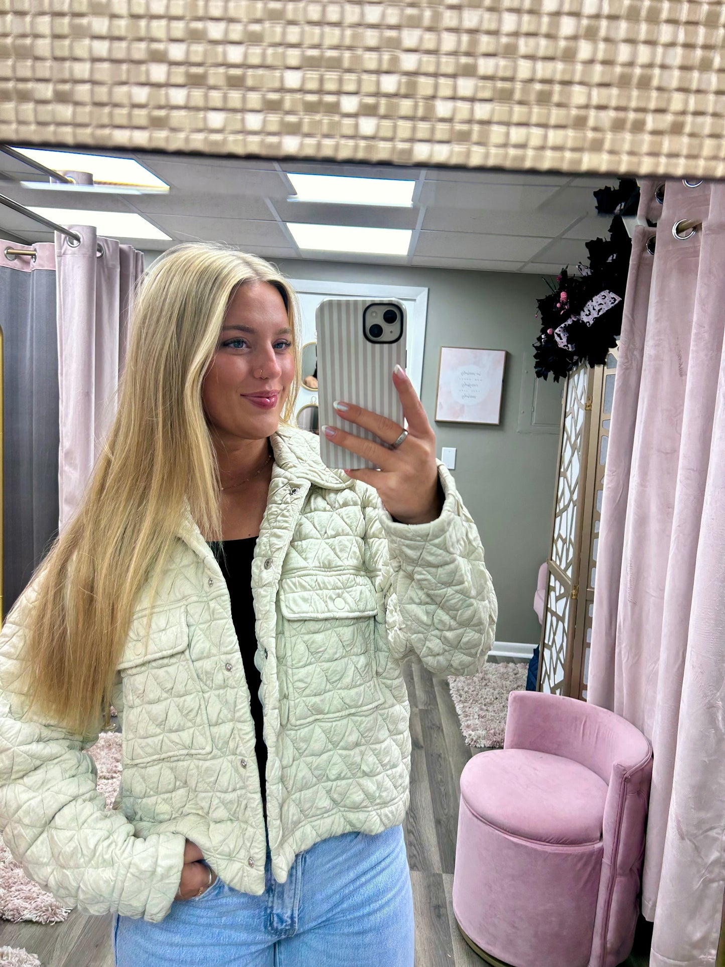 Quilted Collared Jacket W/ Pockets