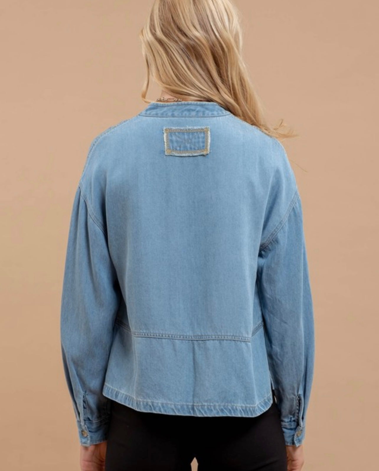 Denim Split Neck Top