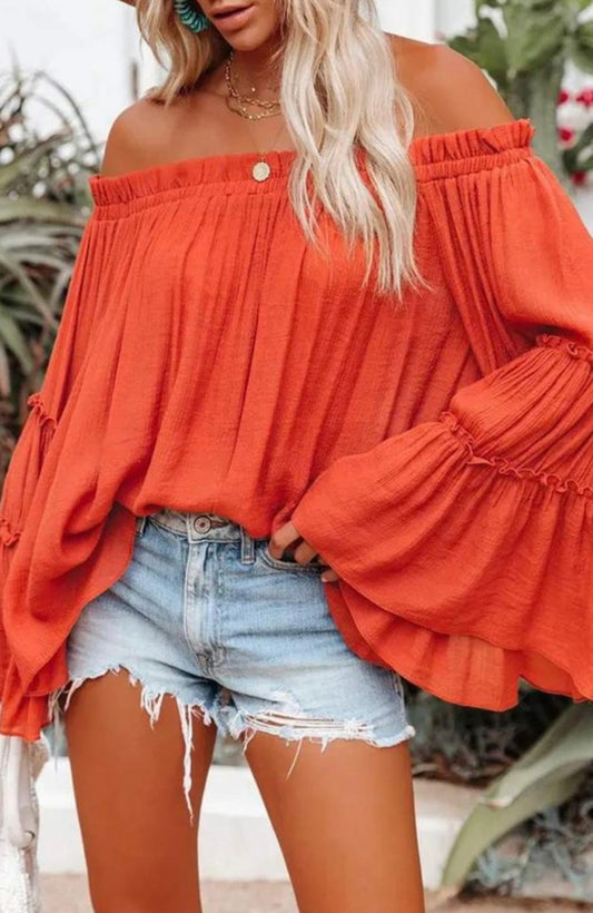 Off Shoulder Bell Sleeve Top