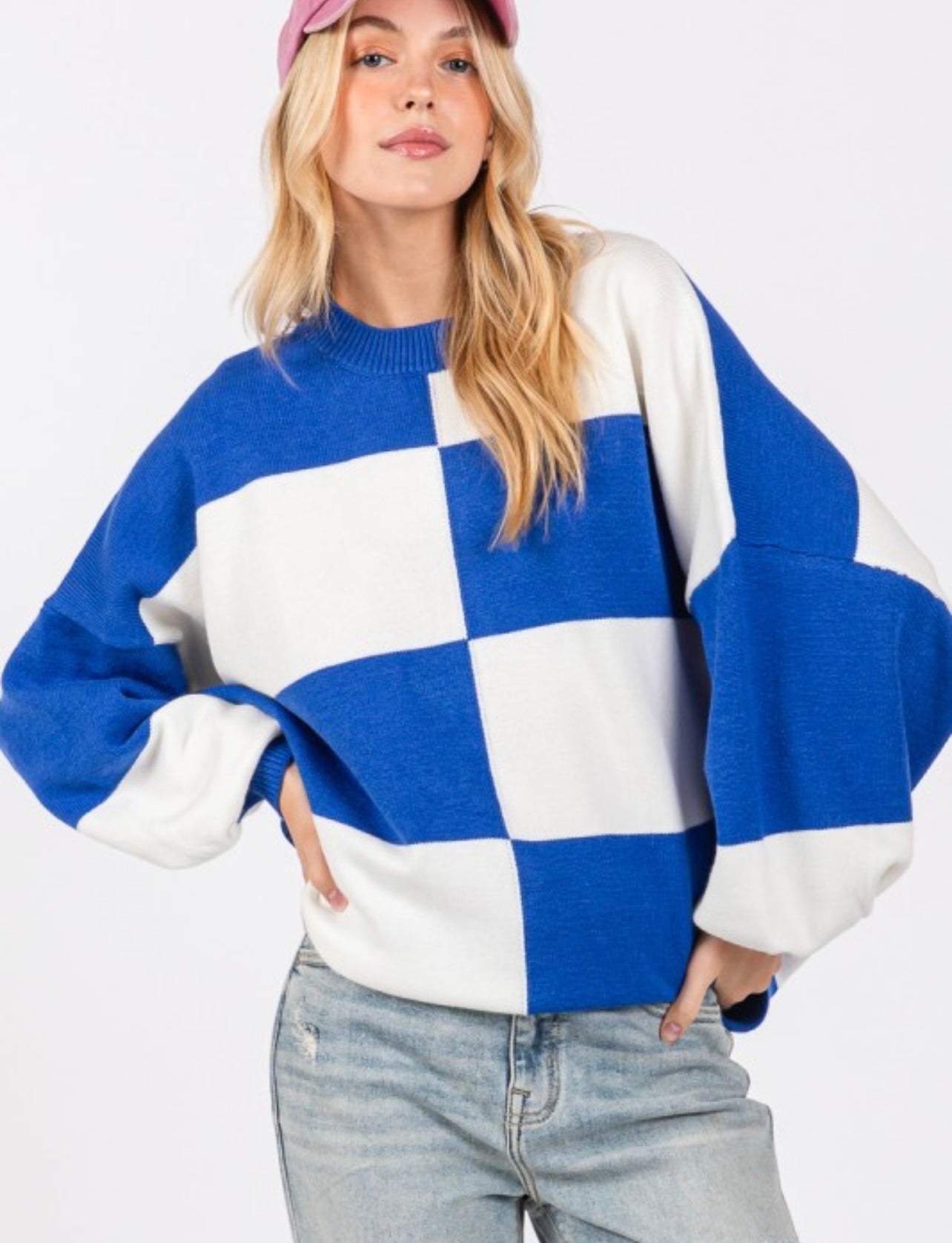 Gameday Oversized Checker Sweater