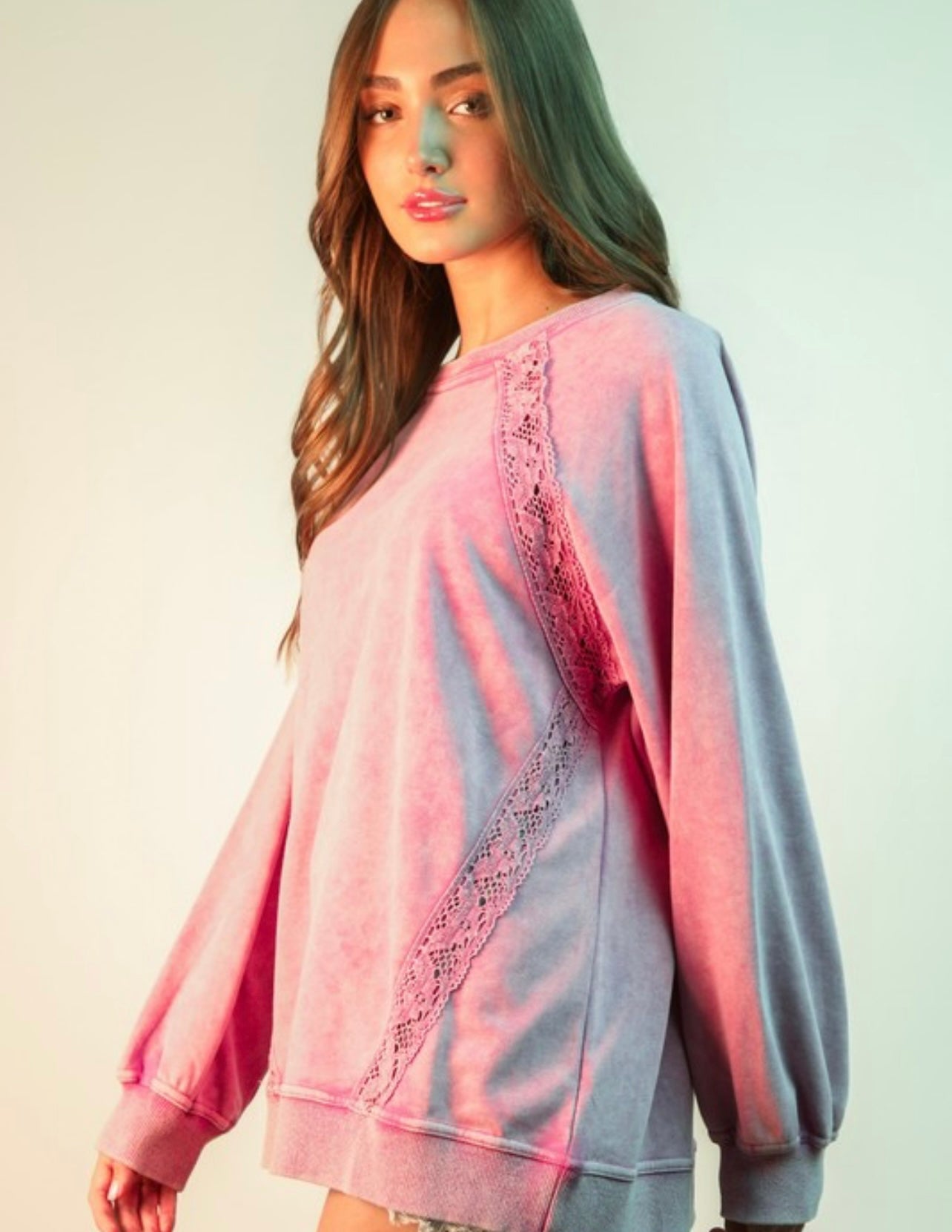 Lace Trim Knit Detail Top