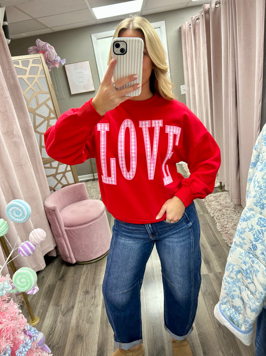 Check Love Patched Sweatshirt