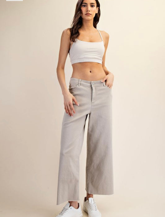 Cotton Twill Wide Leg Pant