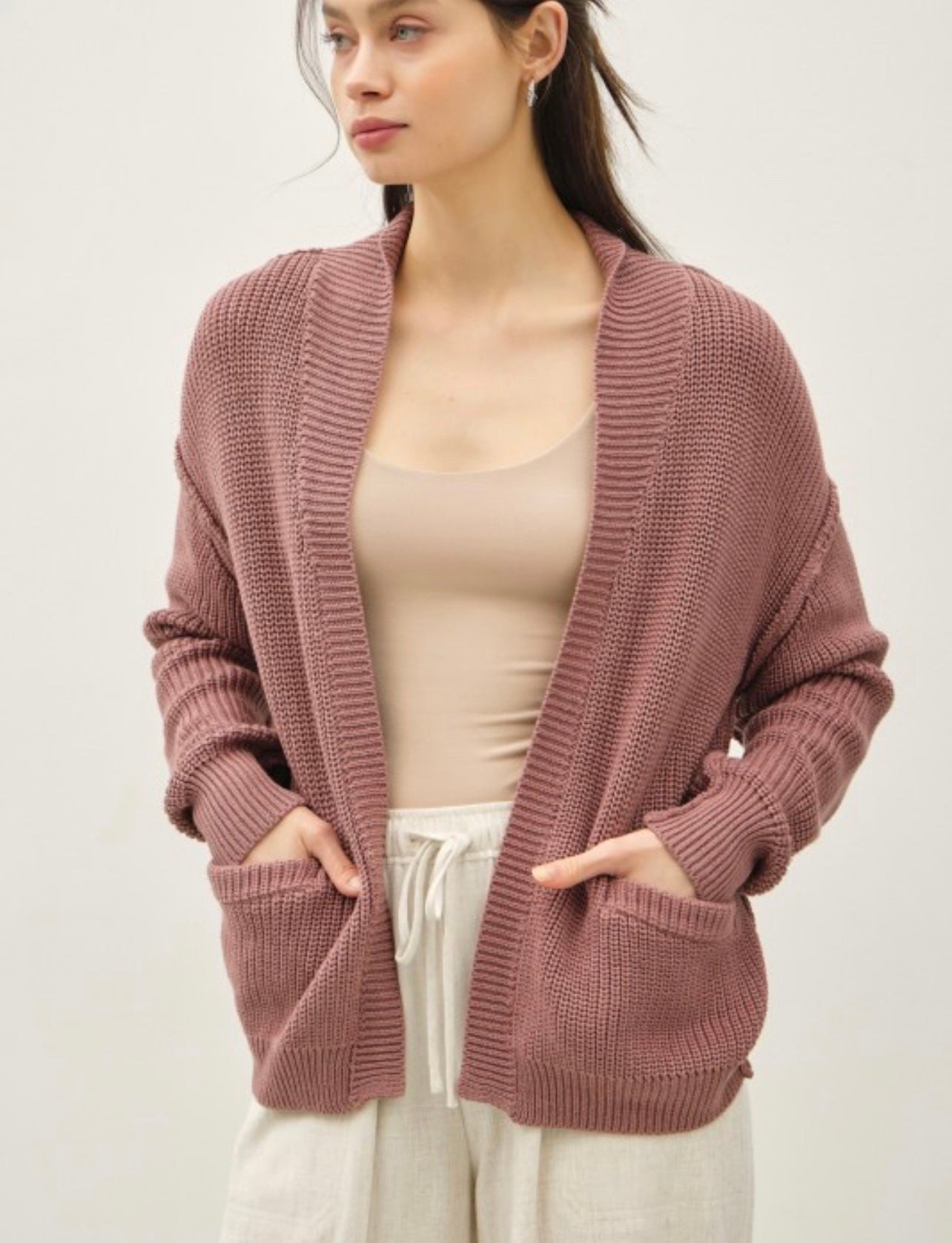 Chunky Knit Raw Seam Cardigan