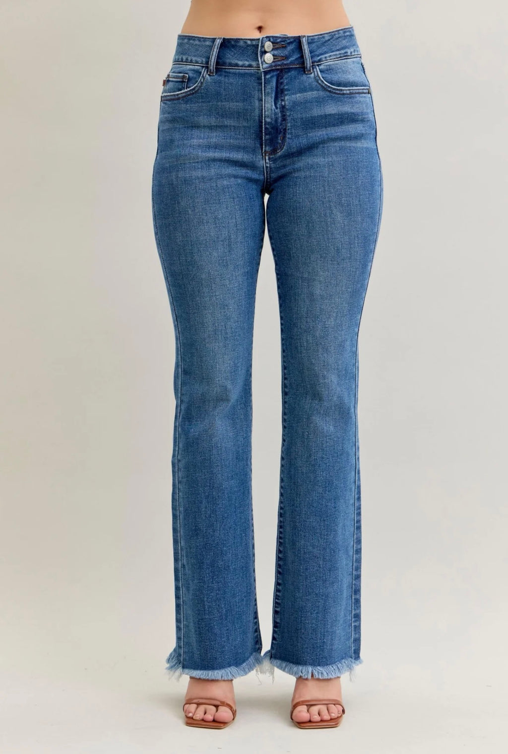 Judy Blue Double Button Fray Bootcut Jean