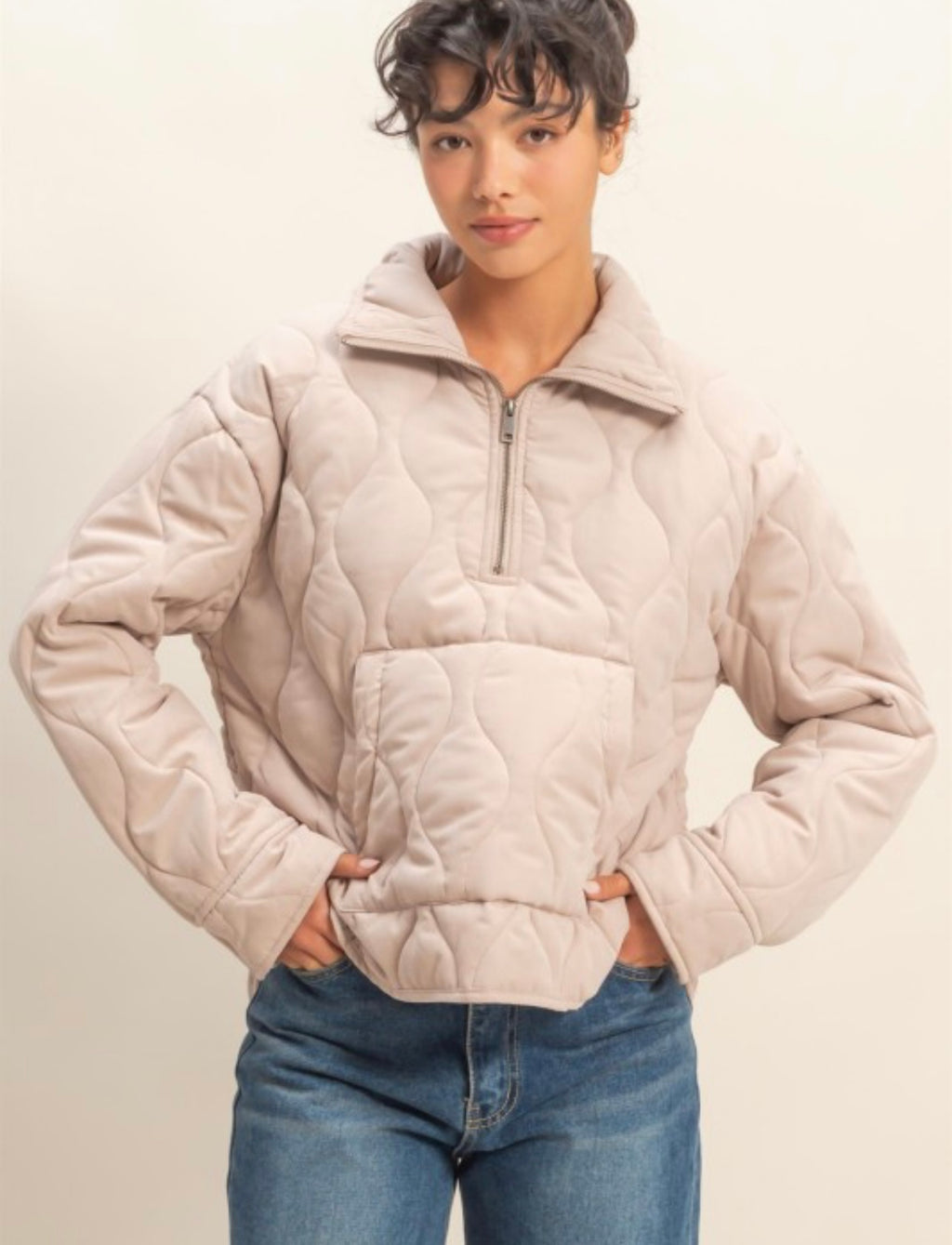 Quilted Quarter Zip Jacket