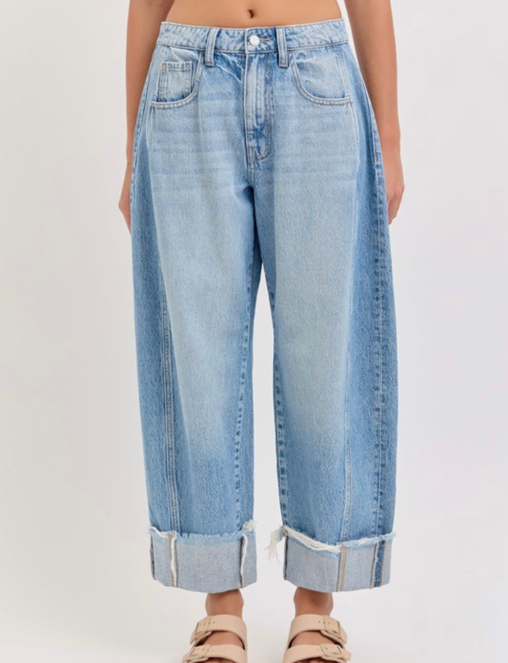 Cello Mid Waisted Barrel Cuff Jean