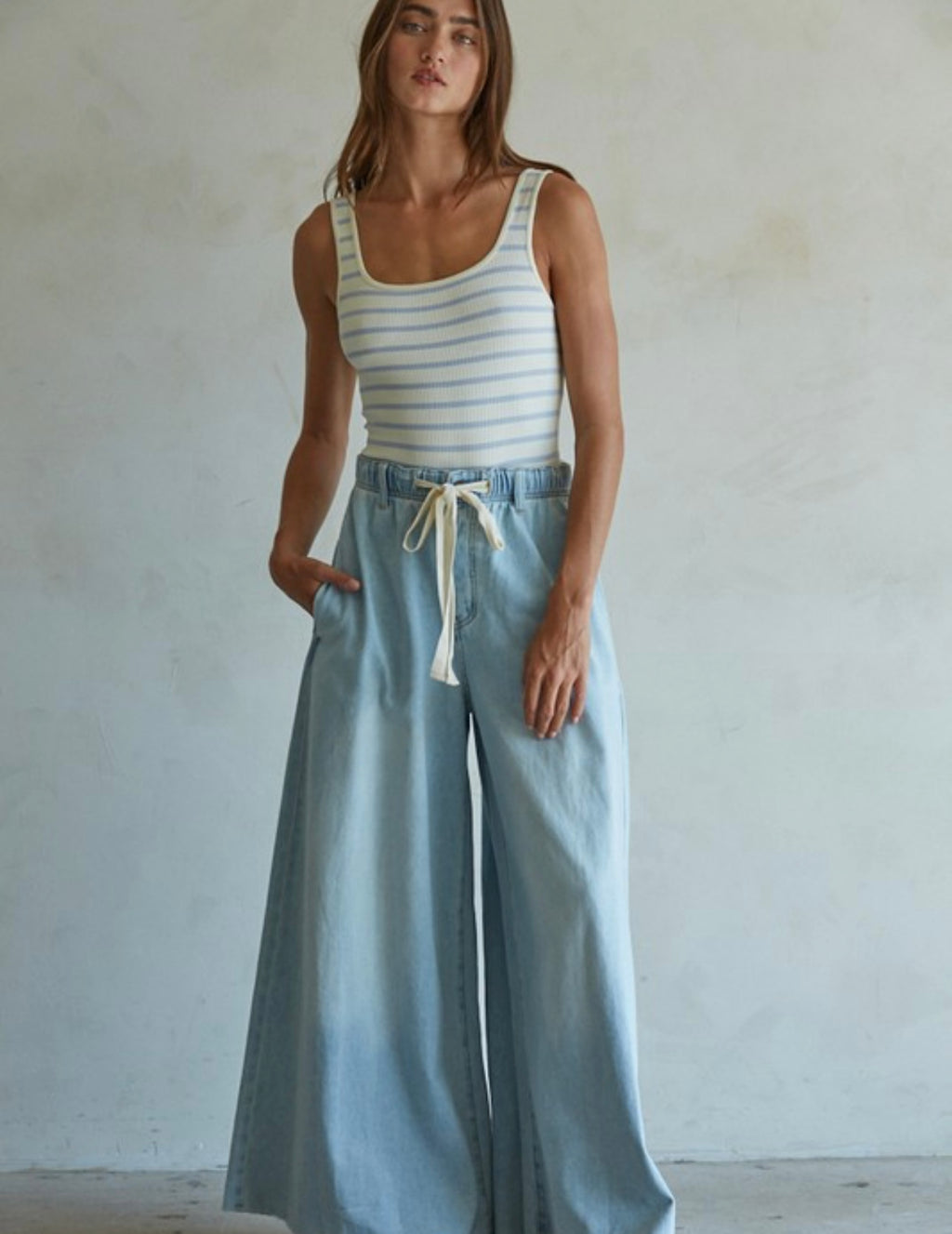 Tie Waist Wide Leg Pant
