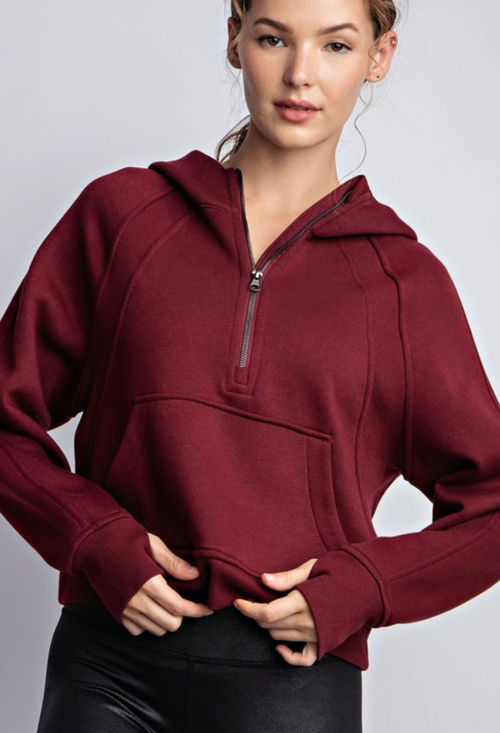 Cropped Quarter Zip Hoodie Jacket