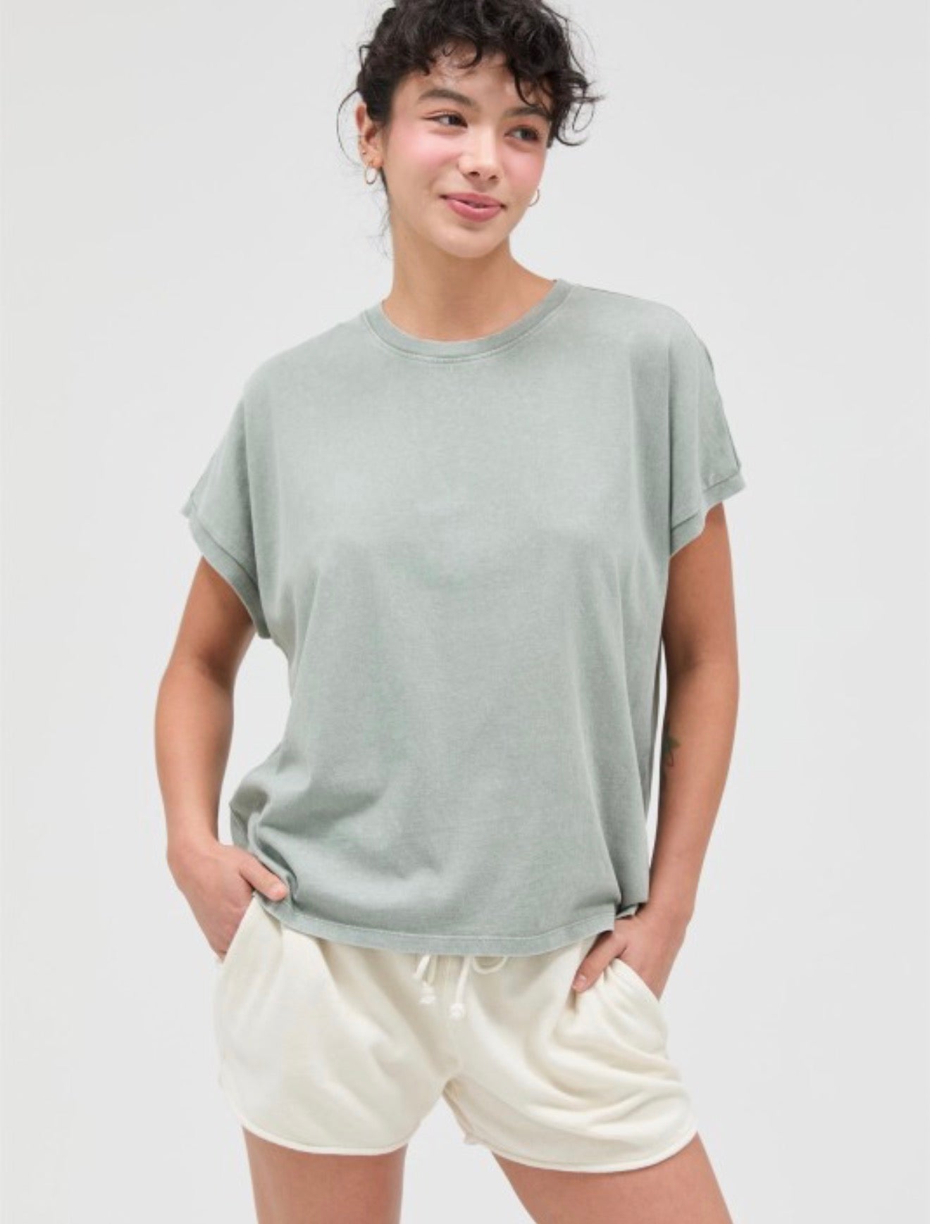 Mineral Wash Cap Sleeve Tee