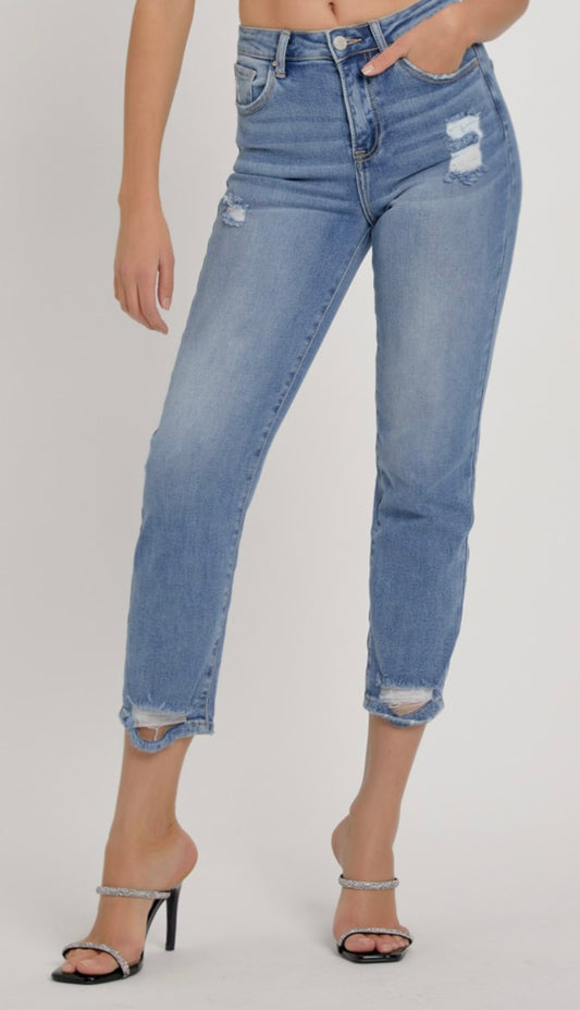 Risen High Rise Slouch Slim Straight Jean