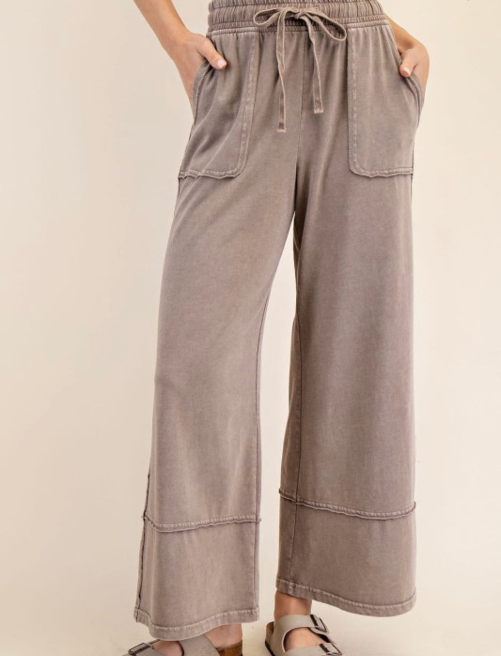 Cotton Cropped Wide Leg Pant