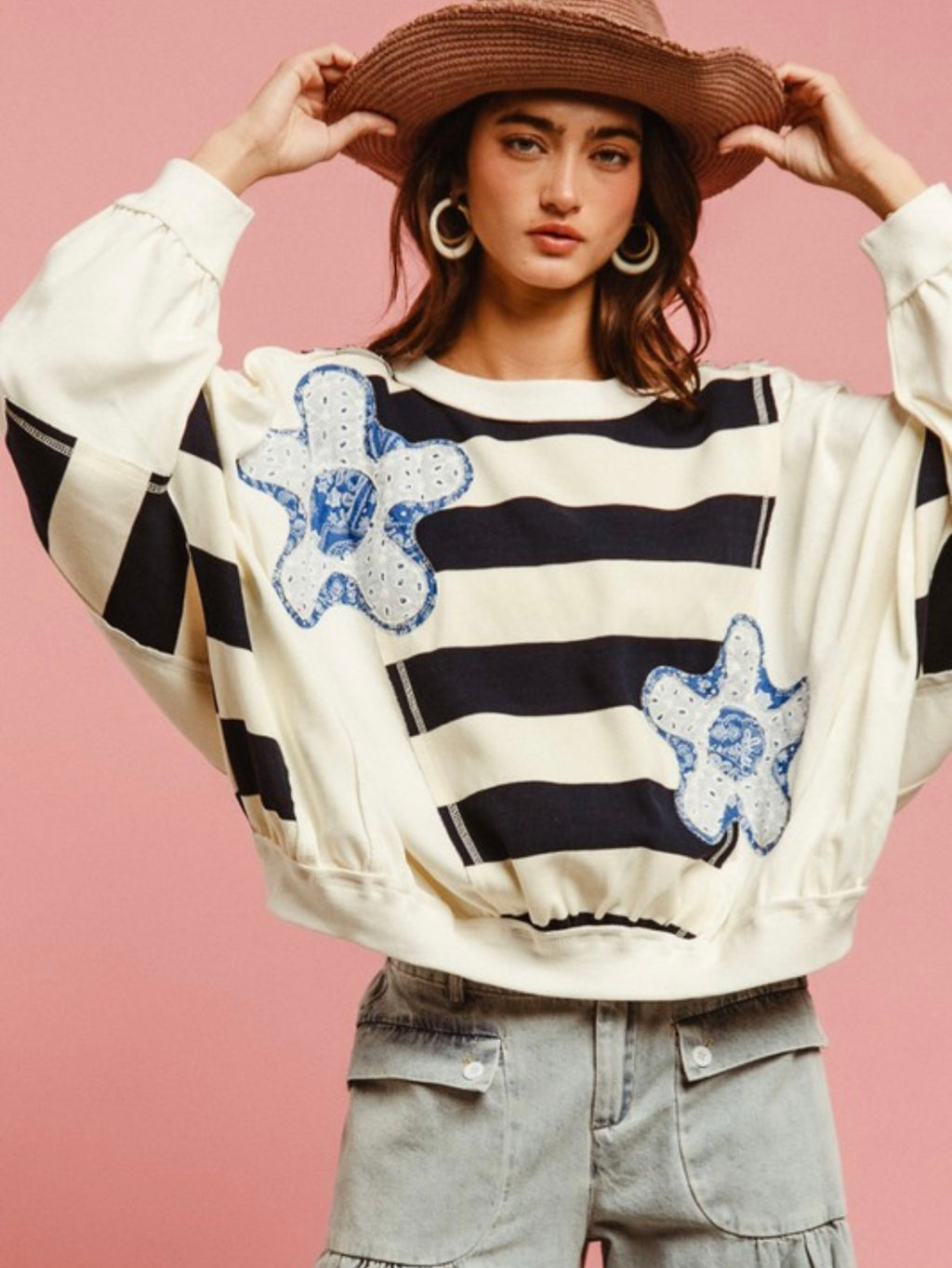 Stripe Loose Fit Patchwork Top