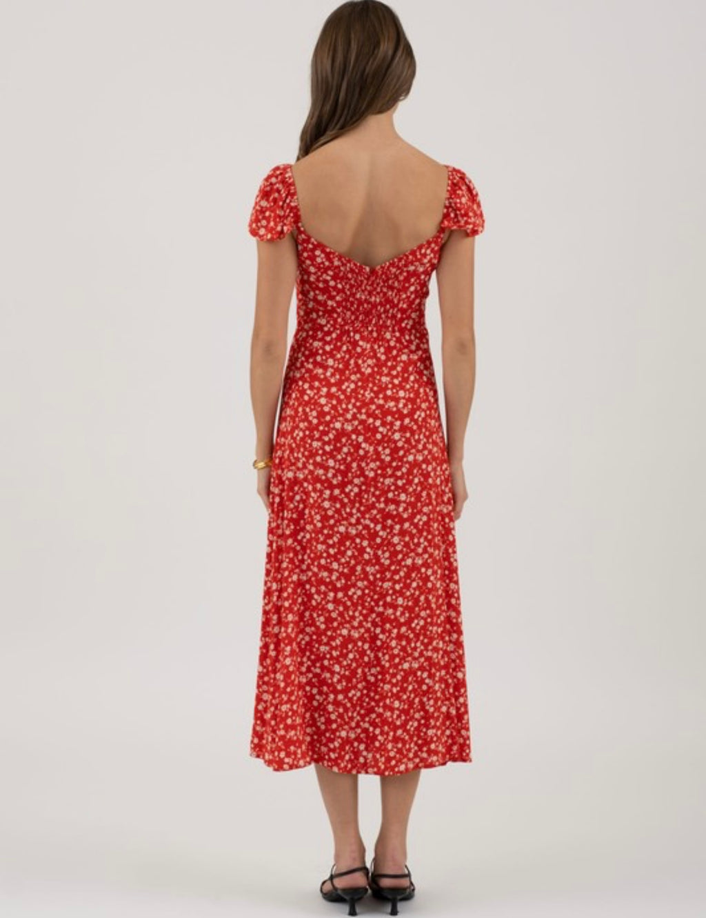 Short Sleeve Floral Midi Dress